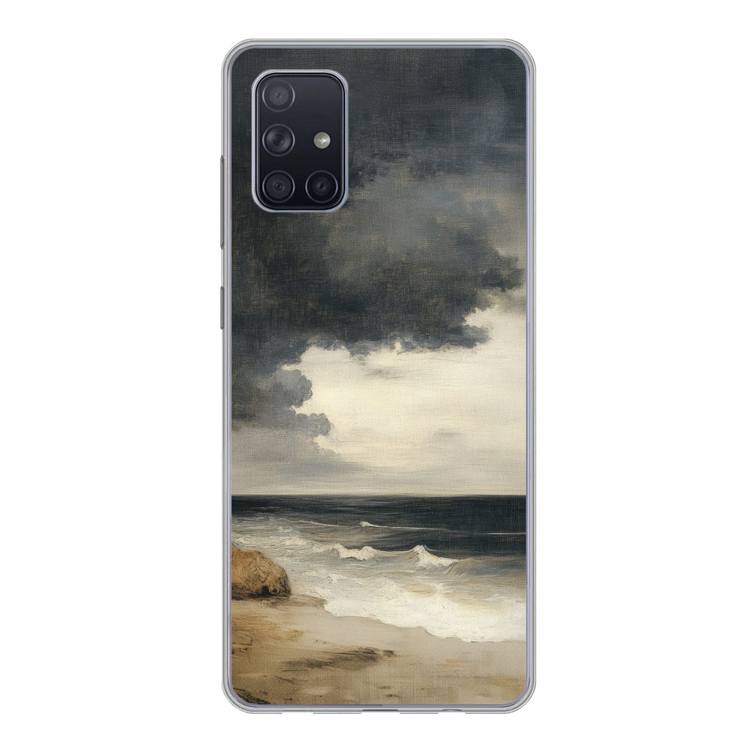 MuchoWow Handyhülle für Samsung Galaxy A51 Küste - Wellen - Felsen - Sturm, Smartphone-Bumper, Print, Handy Schutzhülle Dünn