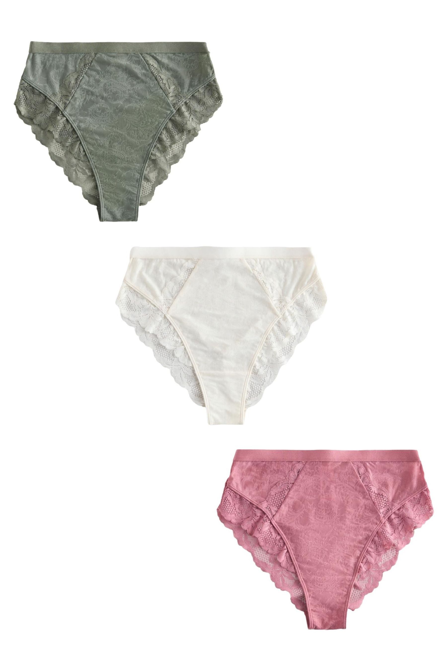 Slip Spitzenslips 3er-Pack, hohes Bein und hoher Bund