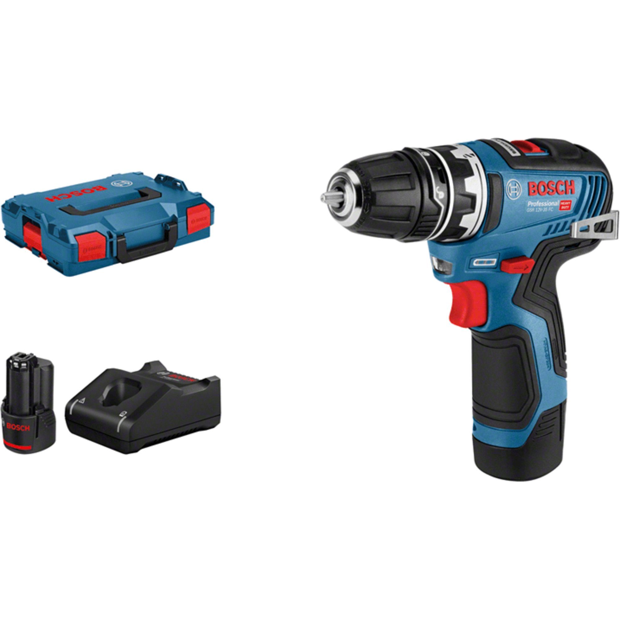 Bosch Professional Akku-Bohrschrauber Bosch Professional Akku-Bohrschrauber GSR 12V-35, 12 V V, (2x Li-Ionen Akku 3,0Ah, mit FlexiClick Bohrfutter, L-BOXX)
