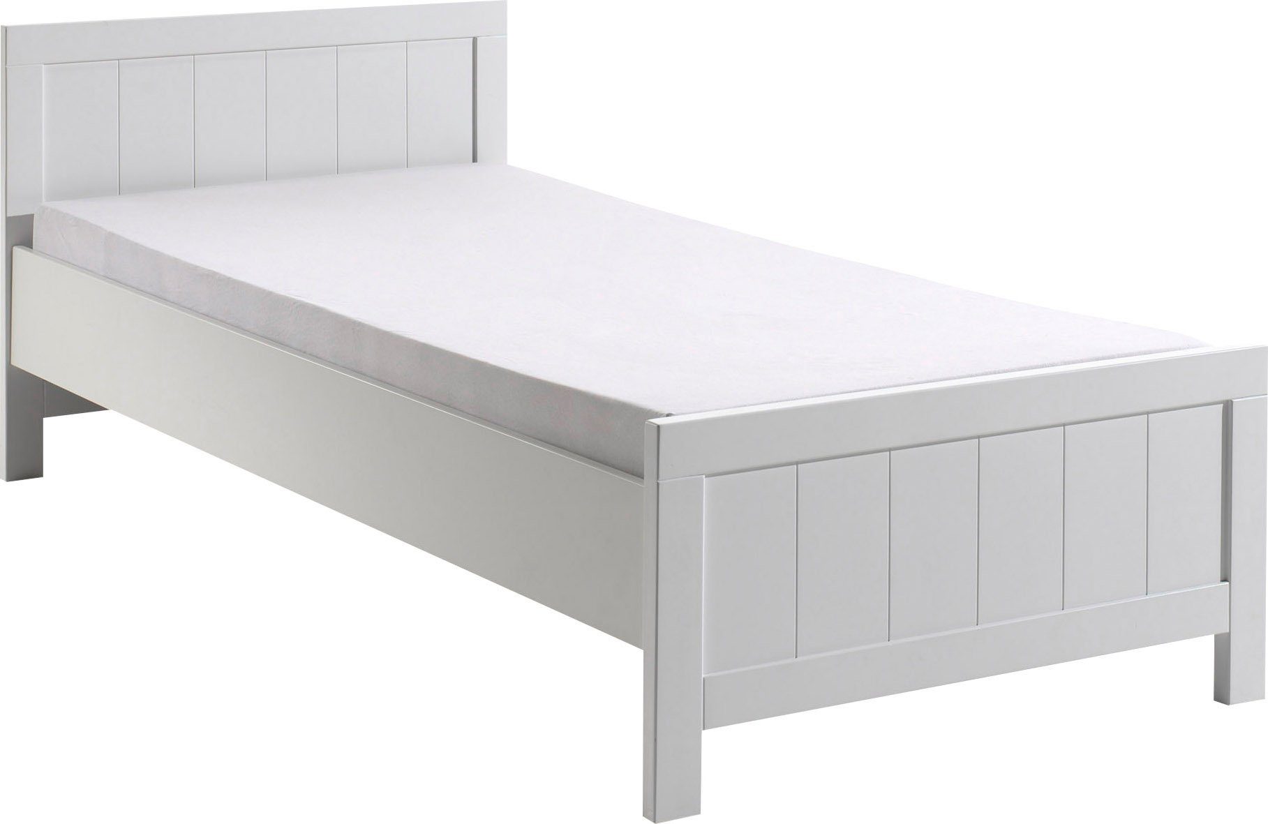 Vipack Einzelbett (Made in Europe), Einzelbett in Landaus Optik mit Liegefläche 90 x 200 cm, Weiß lackiert