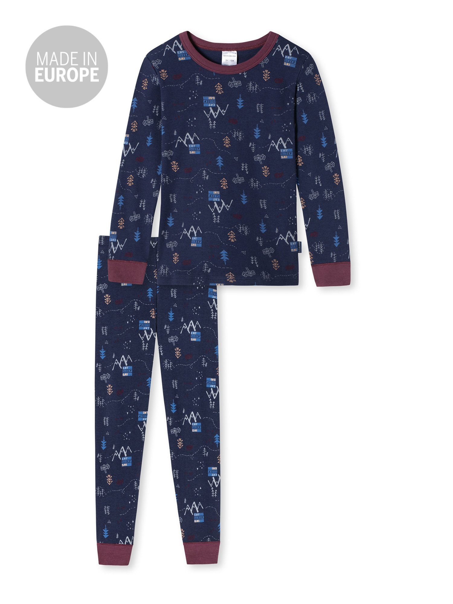 Schiesser Pyjama Wild Animals dunkelblau