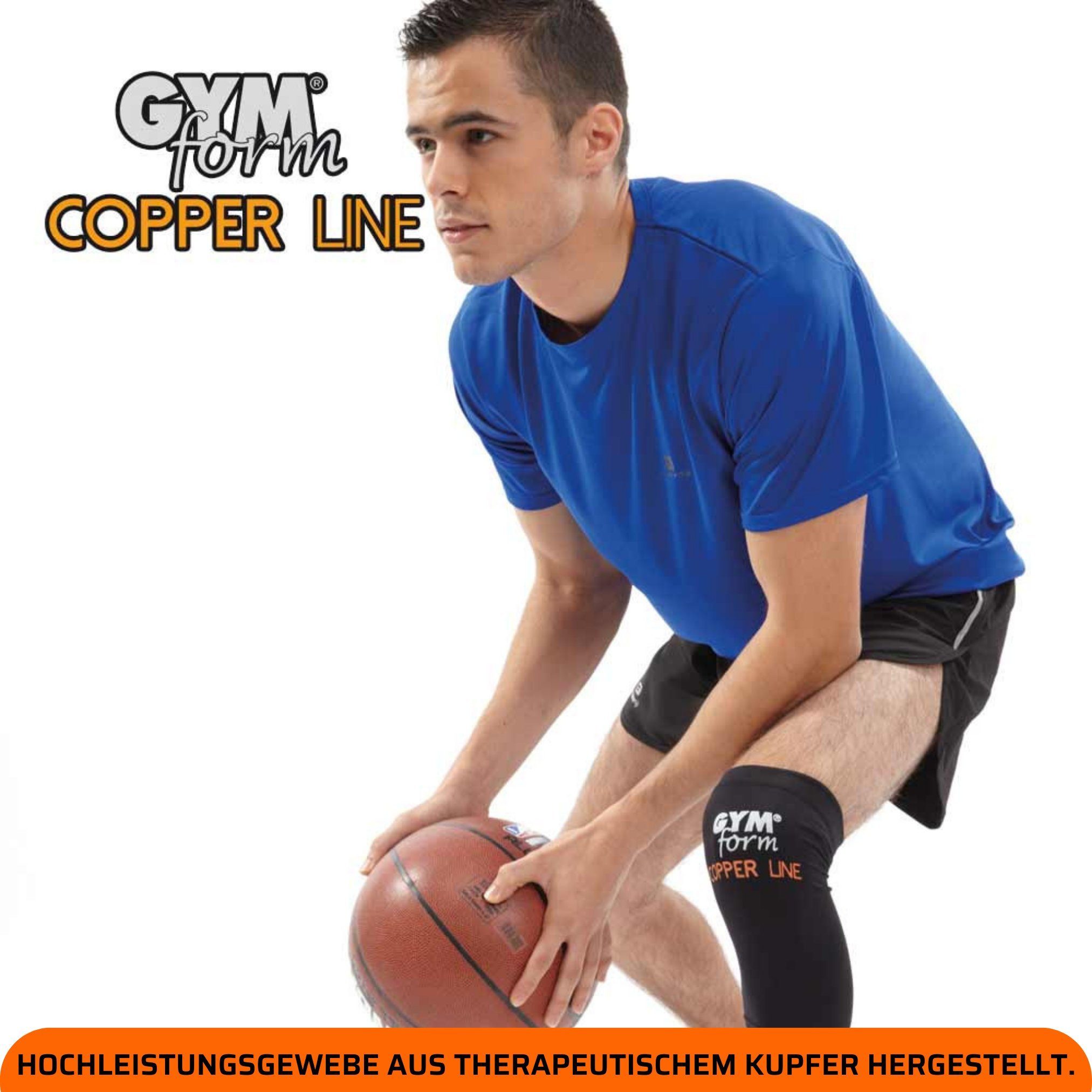 Gymform® Kniebandage Copper Line - Knee Sleeve (Spar-Set 1er oder 2er Pack, 1-tlg., in 4 Größen - S, M, L, XL), Kniestütze - Kompressions Bandage aus Kupferfasern, atmungsaktiv