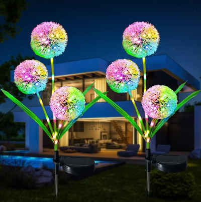 BlingBin LED Solarleuchte 2pcs Solarlampen für Außen Garten Deko Löwenzahn Blumen, Gartendekoration, LED fest integriert, Farbwechsel, Wasserdicht Solar Blumen Lampe für Terrasse, Rasen und Patio