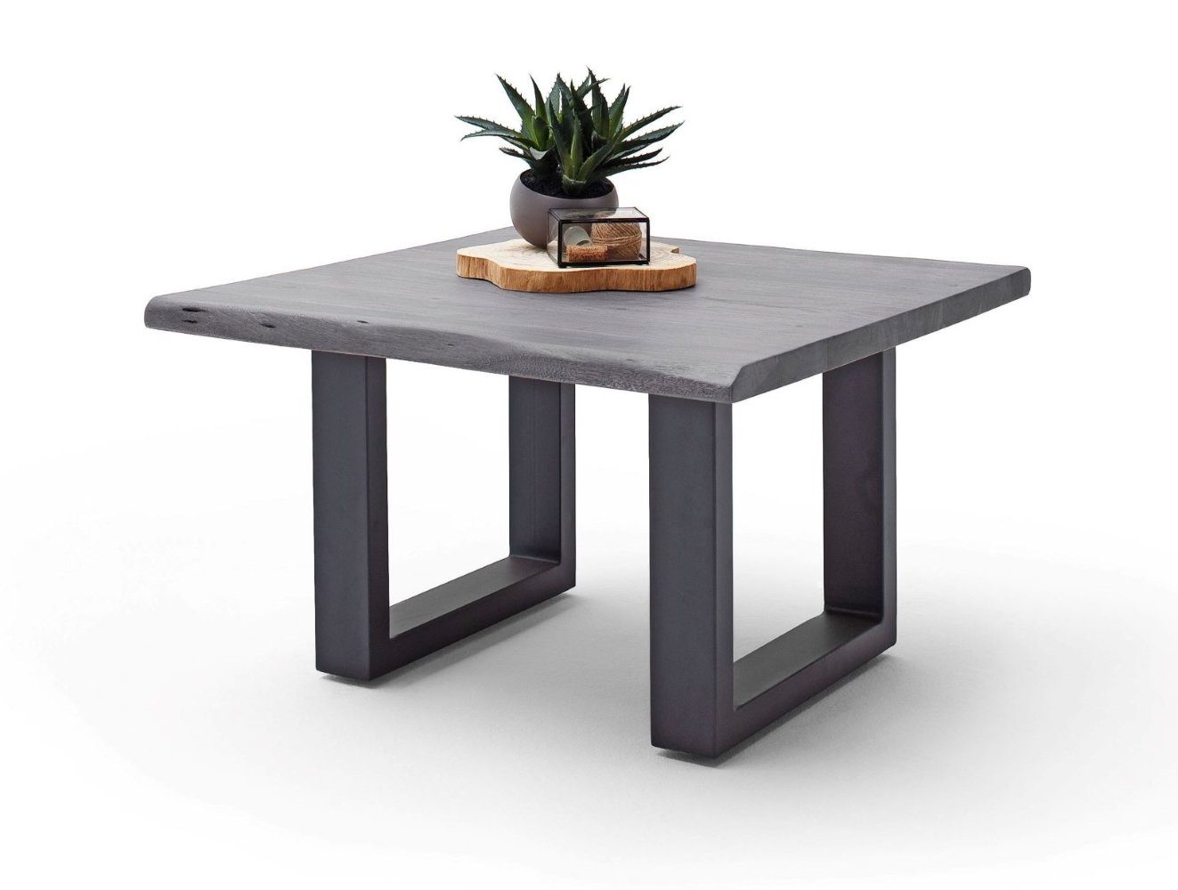 Cartagen, Akazie-massiv Couchtisch U-Form MCA grau furniture quadratisch Baumkante