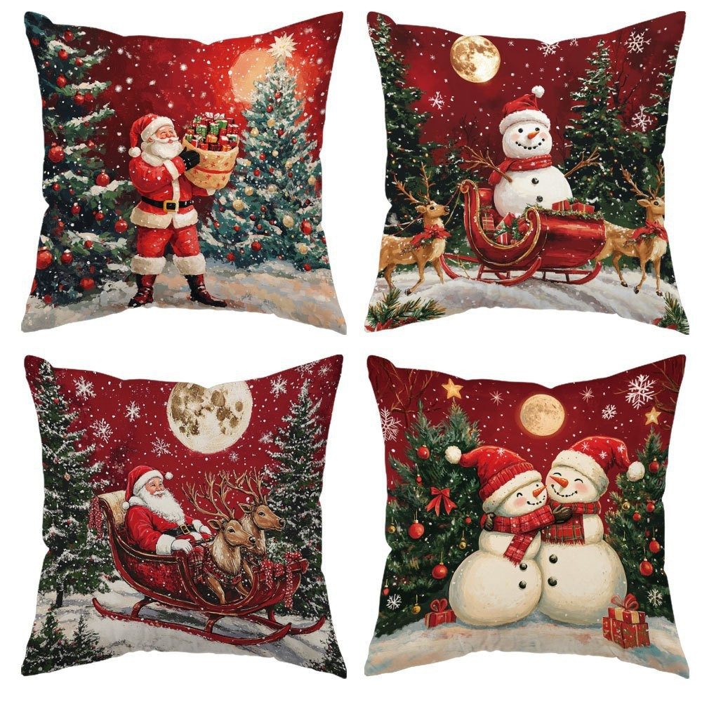 Coonoor Kissenbezug 18x18 Weihnachtsleinen Kissenbezug, Weihnachtskissenbez günstig online kaufen