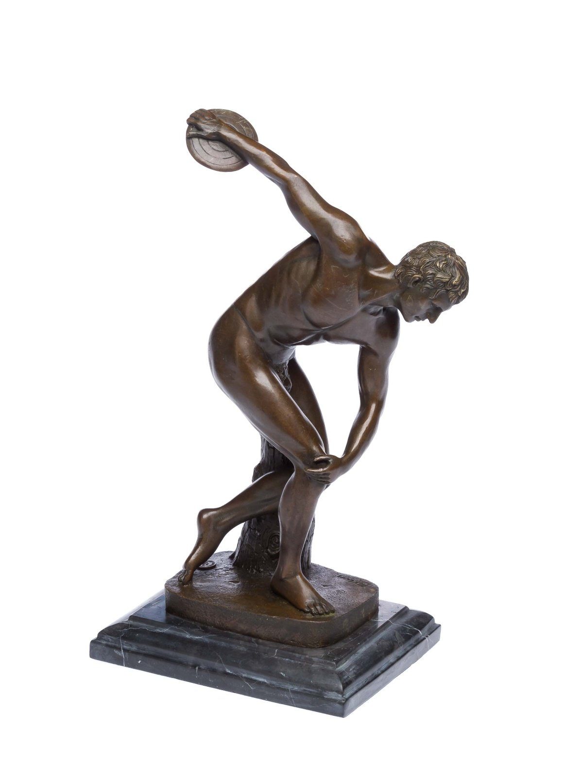 Aubaho Skulptur Bronzeskulptur Diskuswerfer Mann Akt Erotik Olympia Figur Bronze Antik