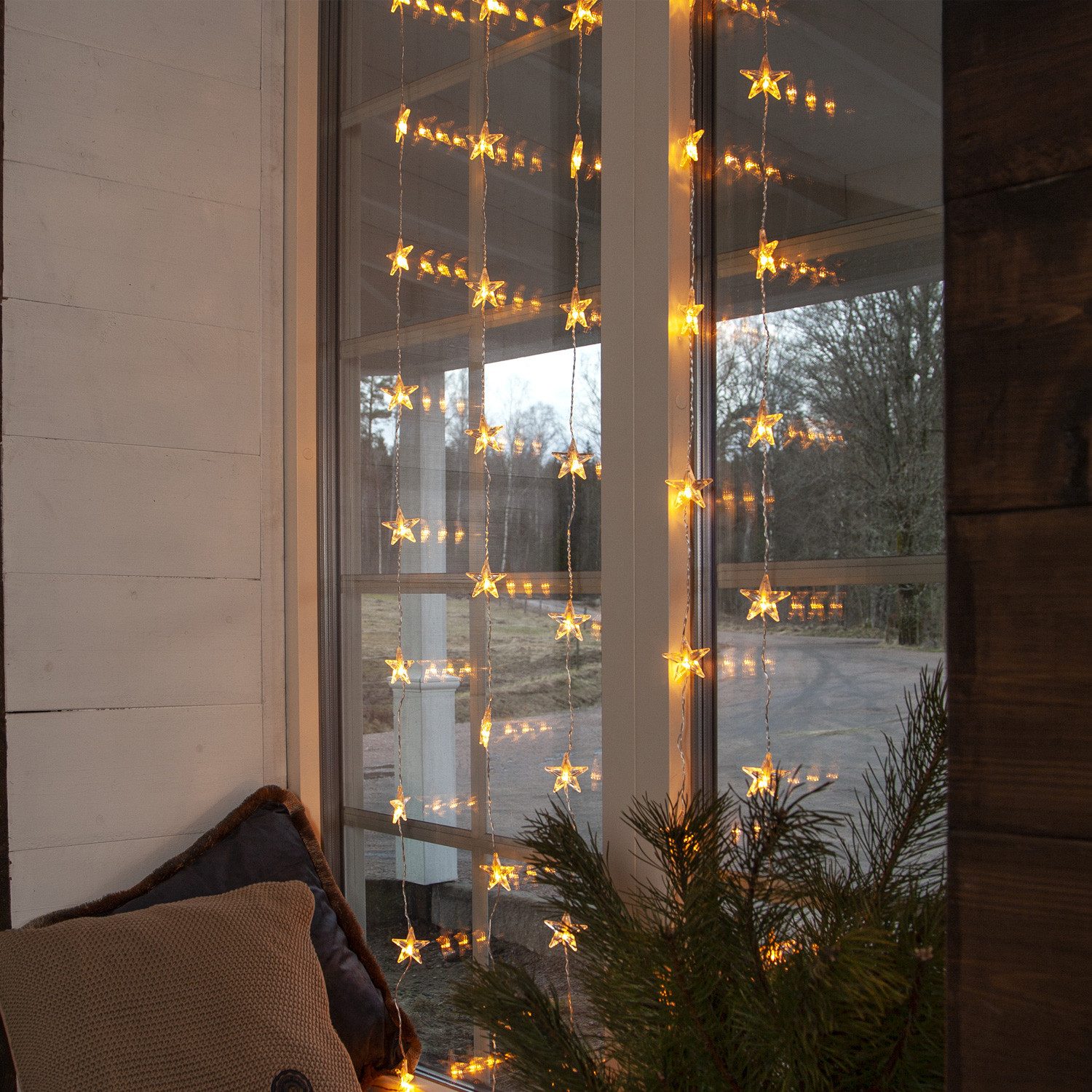 MARELIDA LED-Lichtervorhang LED Lichtervorhang 50 leuchtende Sterne 90x200c günstig online kaufen