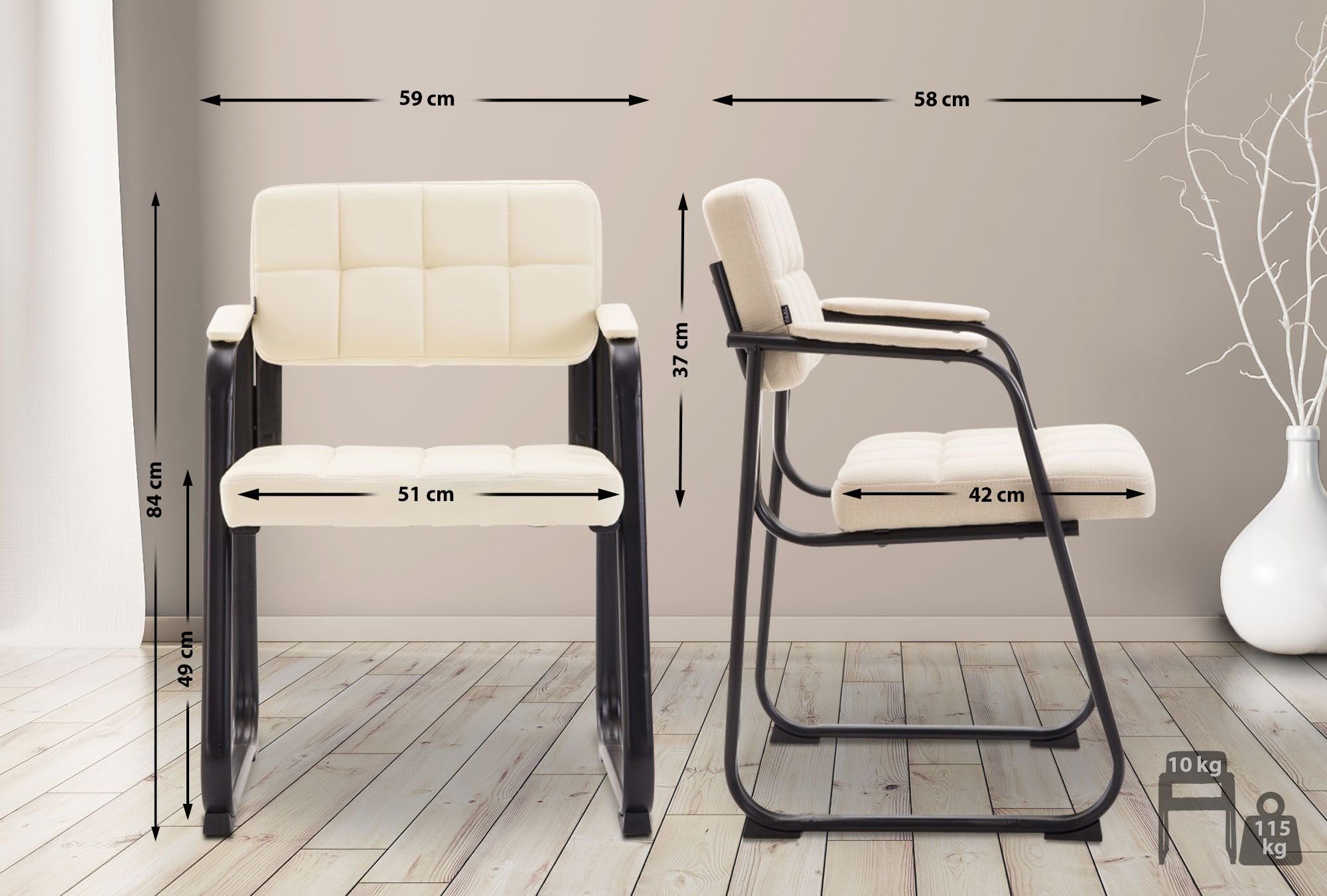 CLP Besucherstuhl Canada, Kunstleder-Bezug, schwarzes Metallgestell günstig online kaufen