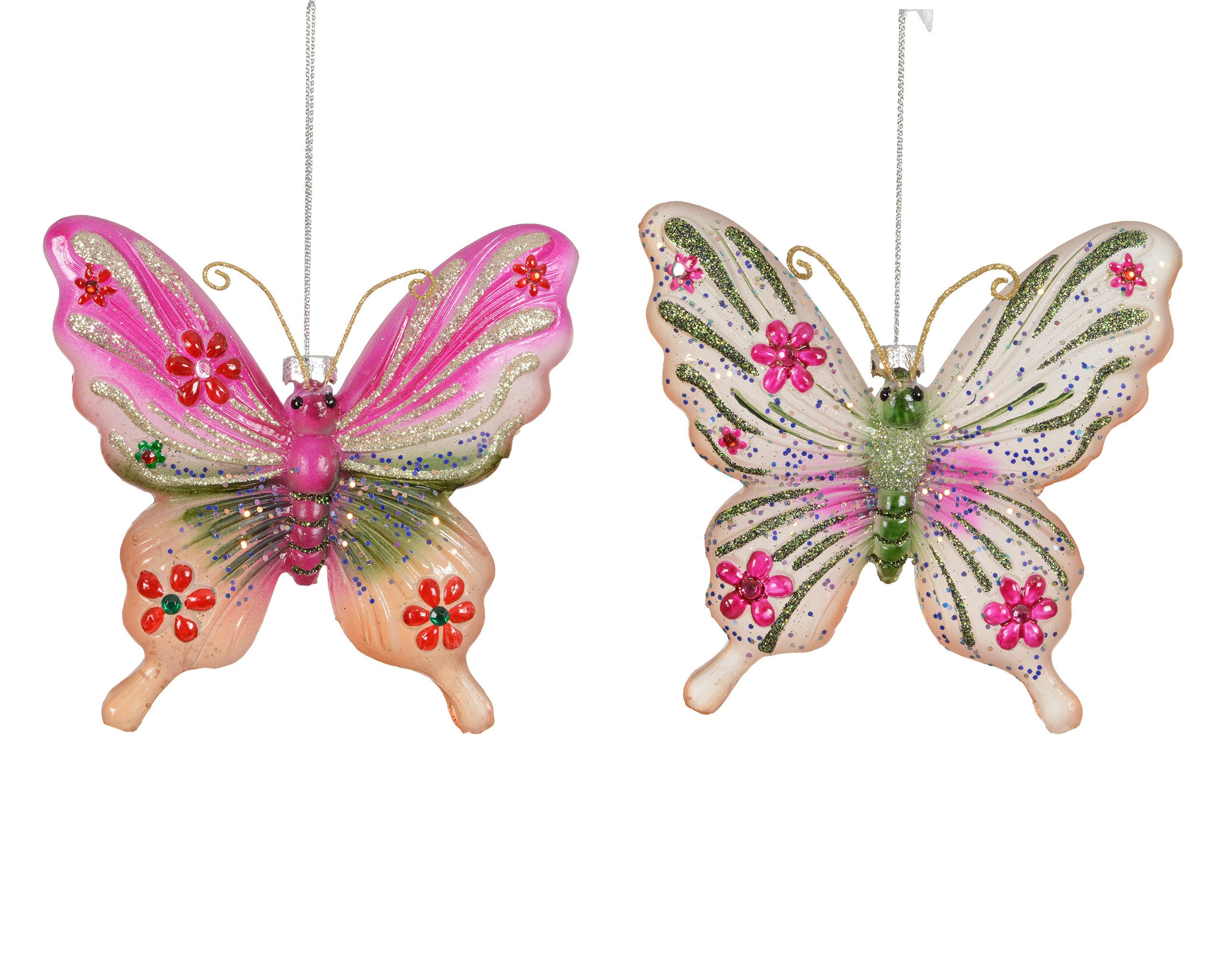 Kaemingk Christbaumschmuck, Christbaumschmuck Glas 11cm Schmetterling Figur 1 Stück sort. Bunt