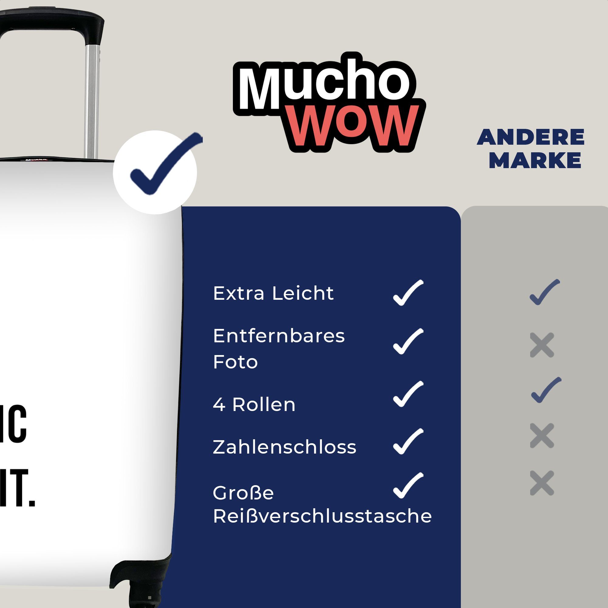 Scheiß Handgepäckkoffer epischen - Trolley, mit MuchoWow 4 rollen, Mach Reisekoffer Reisetasche - Ferien, Handgepäck für Weiß, Rollen, Zitate