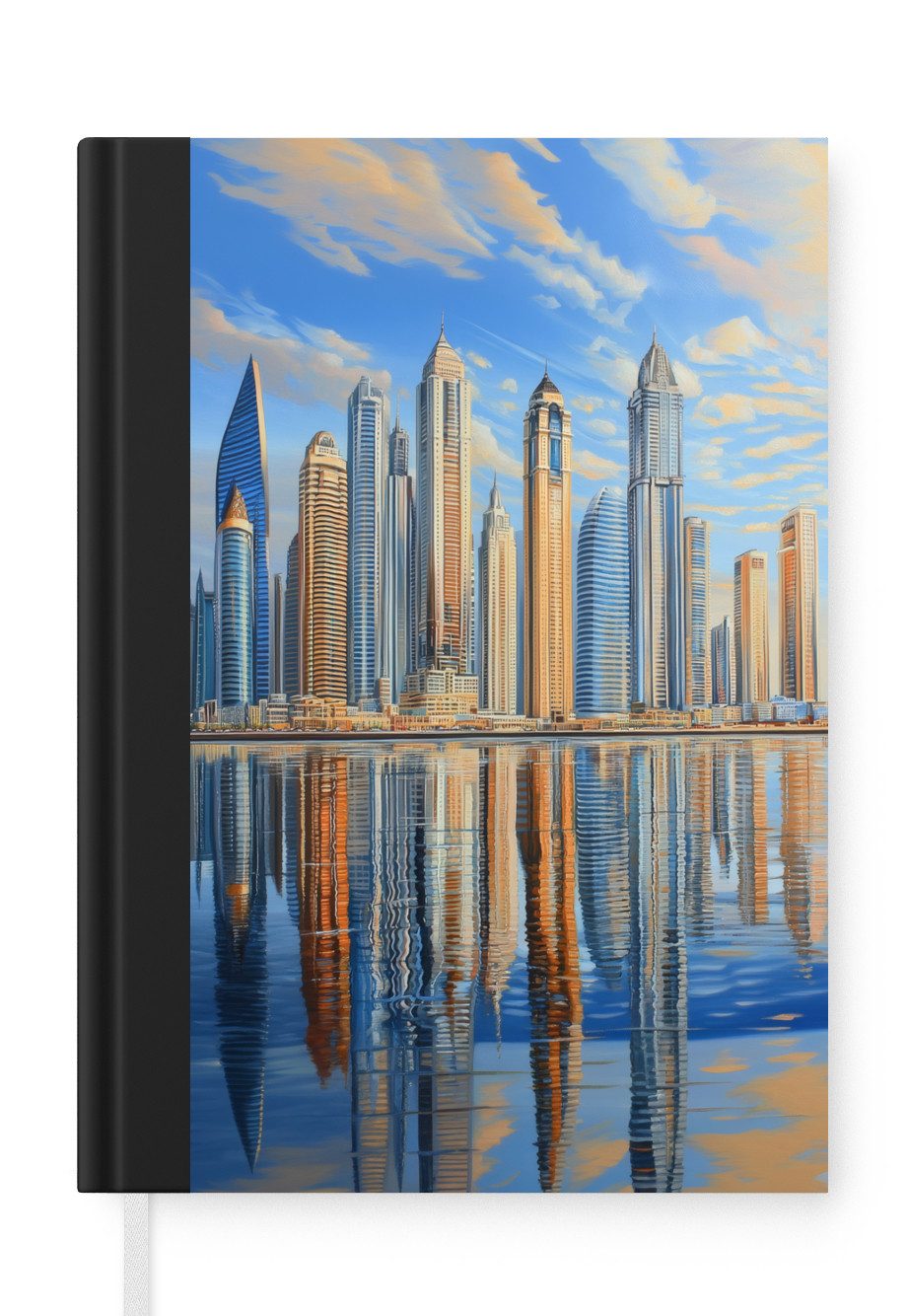MuchoWow Notizbuch Skyline - Wolkenkratzer - Wasser - Blau, Notebook, Notizblock a5, Tagebuch, Journal Liniert