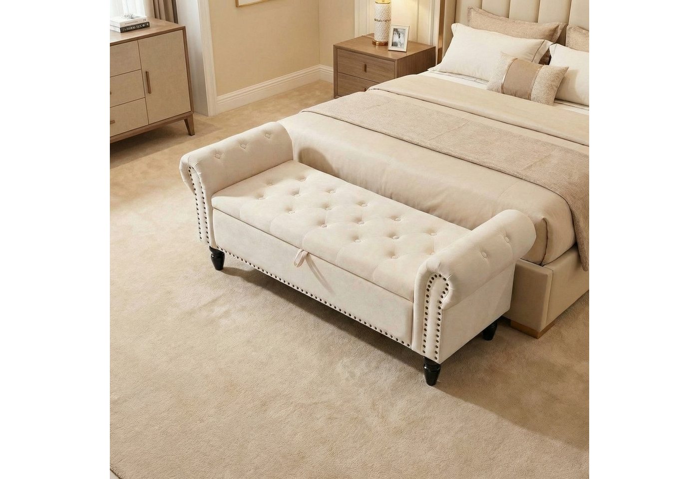 TLGREEN Bettbank Doppelter Hocker mit Stauraum, (Samt,Eleganz und Komfort mit Stauraum), Multifunktionsbank für Wohnzimmer,Schlafzimmer