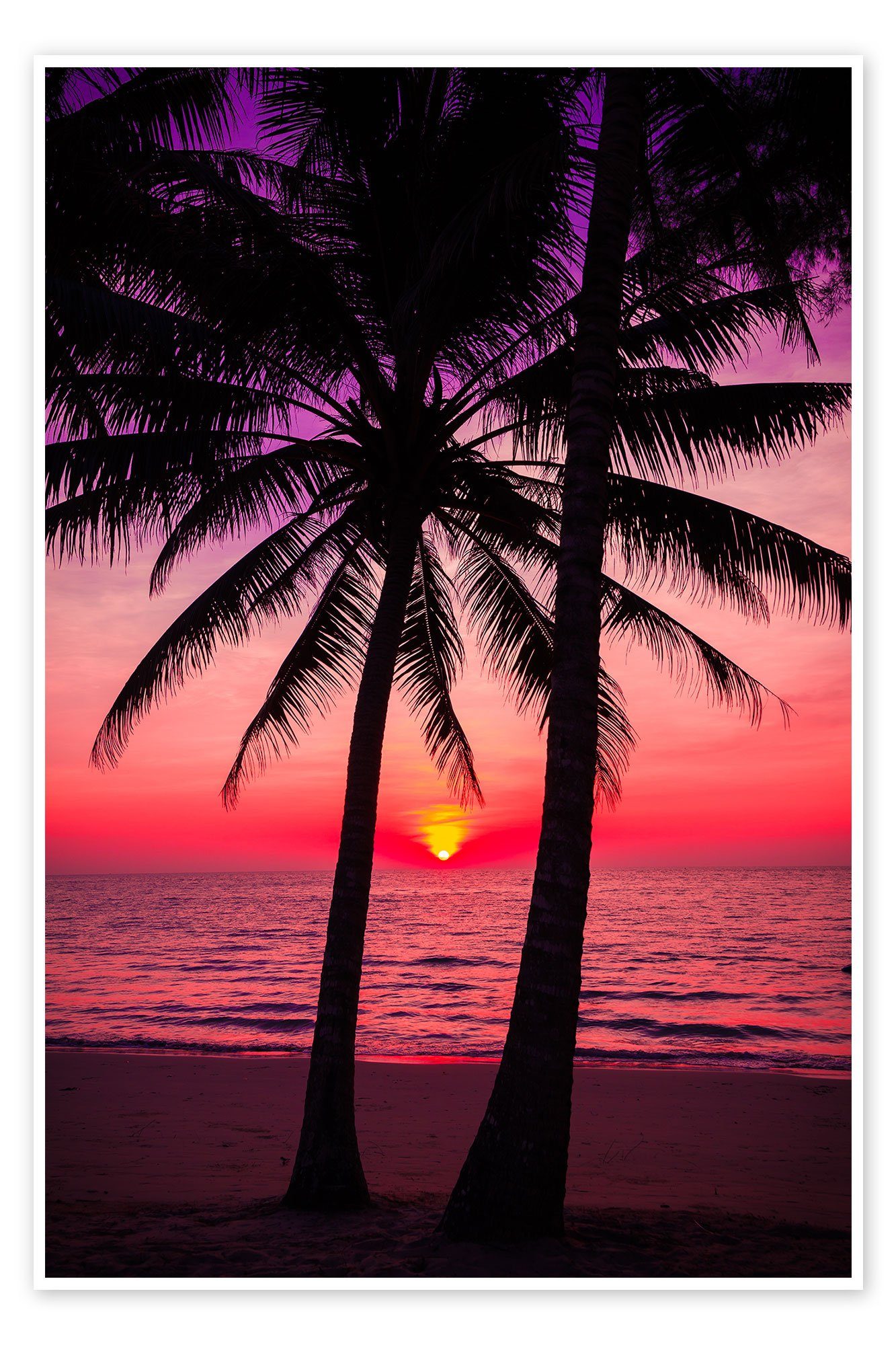 Posterlounge Poster Editors Choice, Palmen und tropischer Sonnenuntergang, Wohnzimmer Fotografie