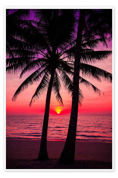 Posterlounge Poster Editors Choice, Palmen und tropischer Sonnenuntergang, Wohnzimmer Fotografie