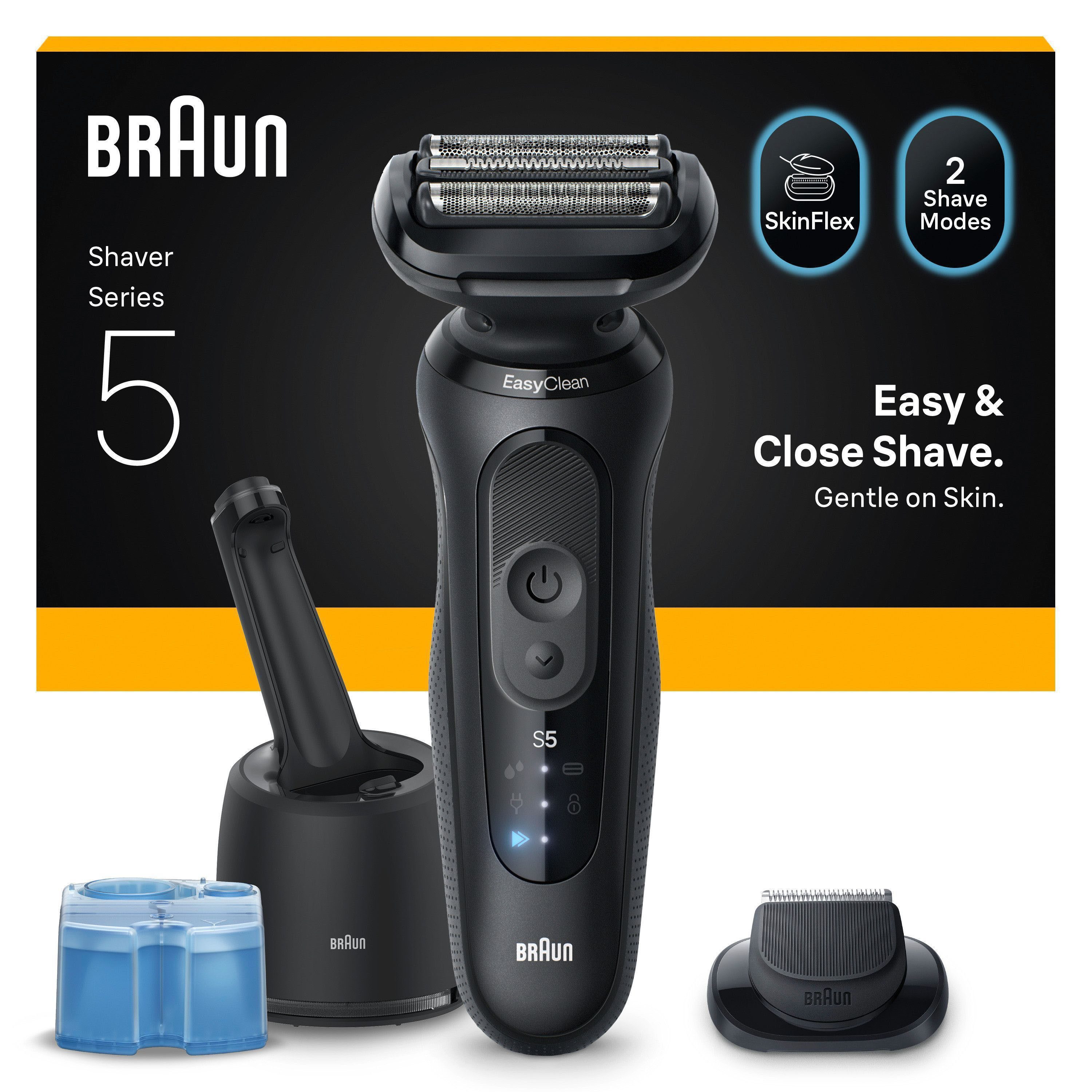 Braun Elektrorasierer Series 5 52-N7200cc, Reinigungsstation, Wasserdichter Folienrasierer, mit Präzisionstrimmer