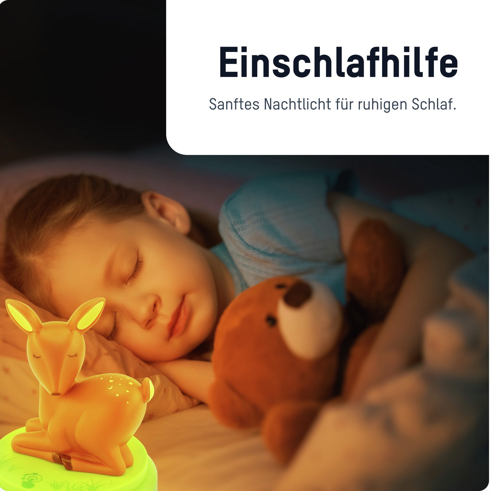ANSMANN AG LED Nachtlicht LED Nachtlicht Reh - Süße Einschlafhilfe mit Touch Sensor & Timer, LED