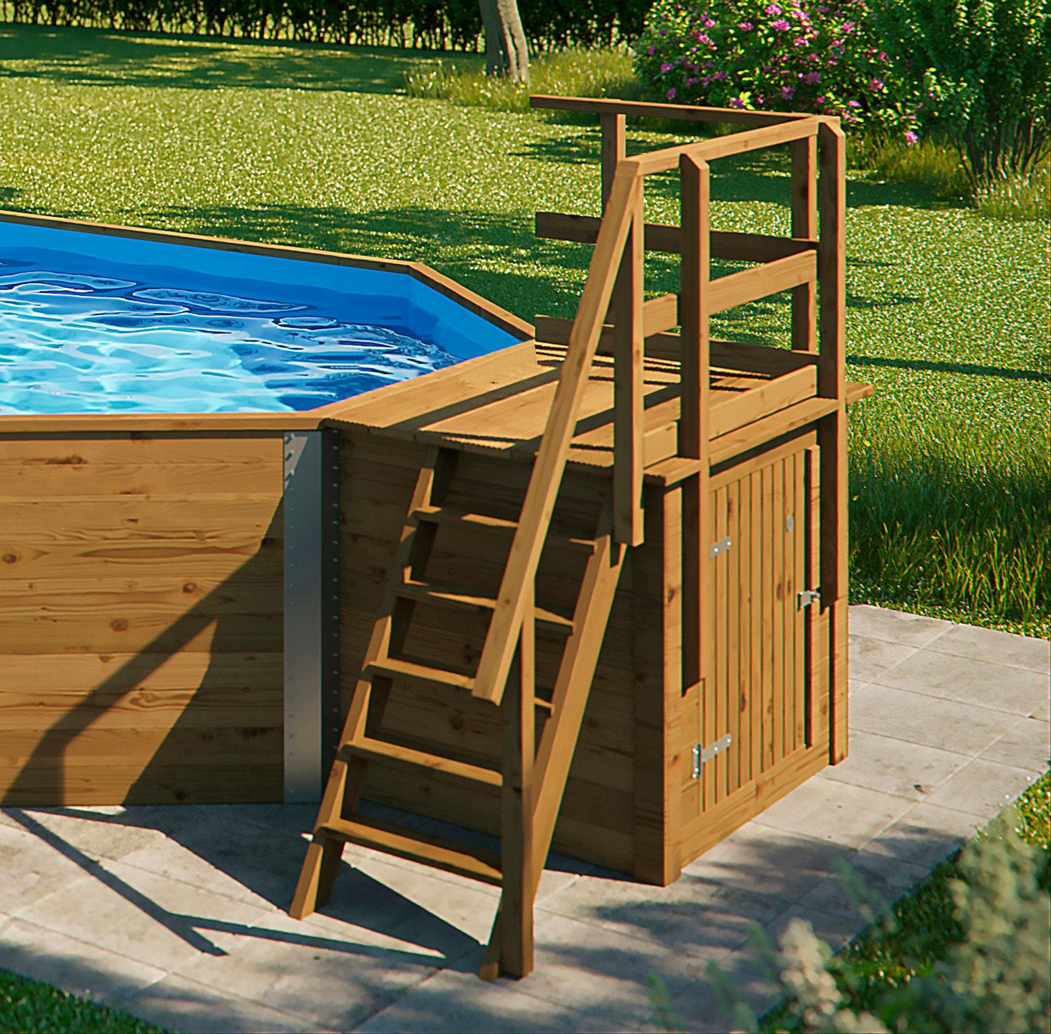 weka Achteckpool Mali 4 mit Technikraum (Set, 10-tlg), BxLxH: 376x714x116 cm