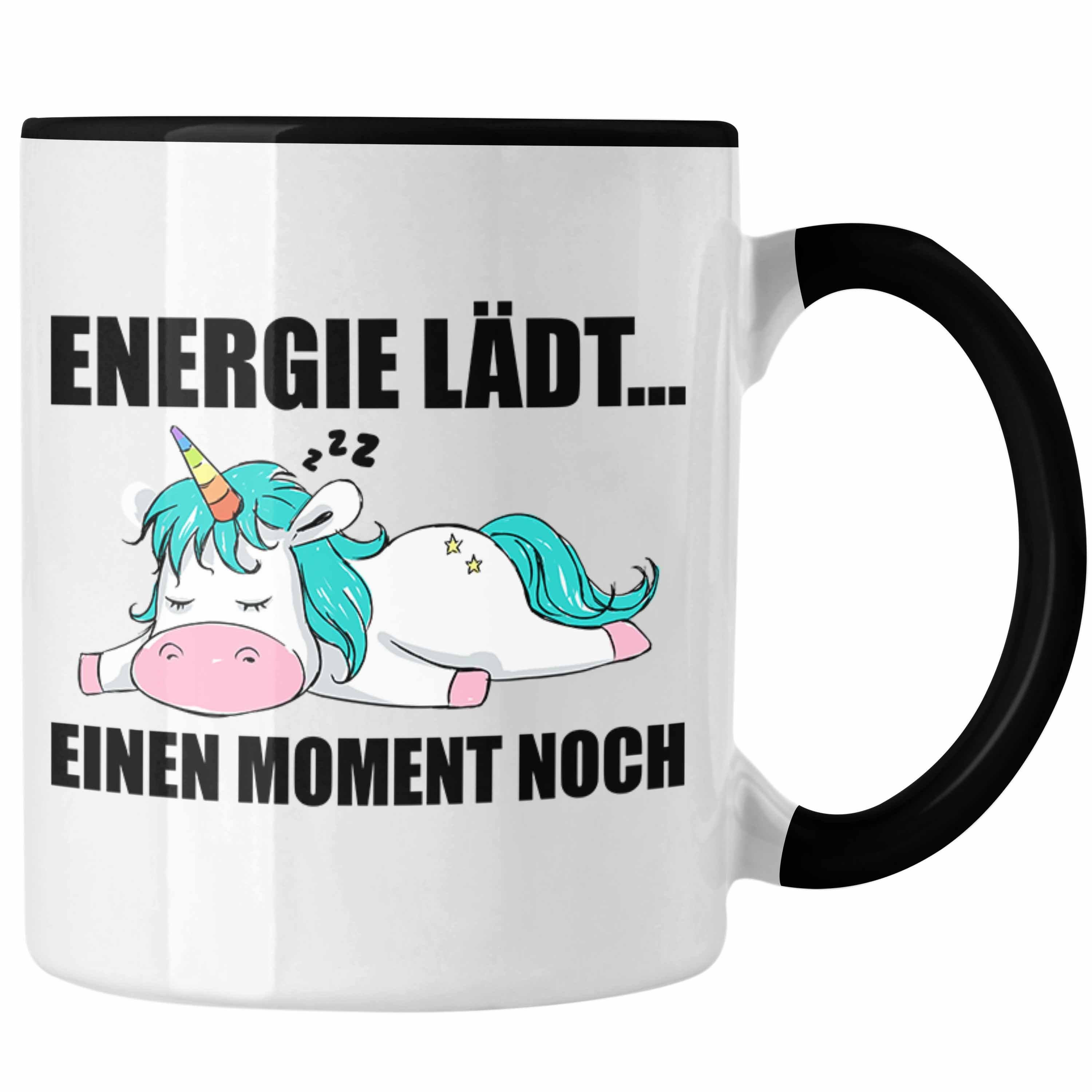 Trendation Tasse Trendation - Einhorn Tasse mit Spruch Geschenk Arbeitskollege Kollege Kaffeetasse Frauen Schwarz