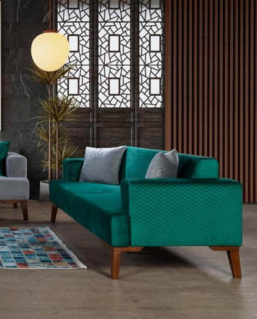 JVmoebel Sofa Turkis Dreisitzer Samt Couch Wohnzimmer Couchen Sofa, Made in Europe