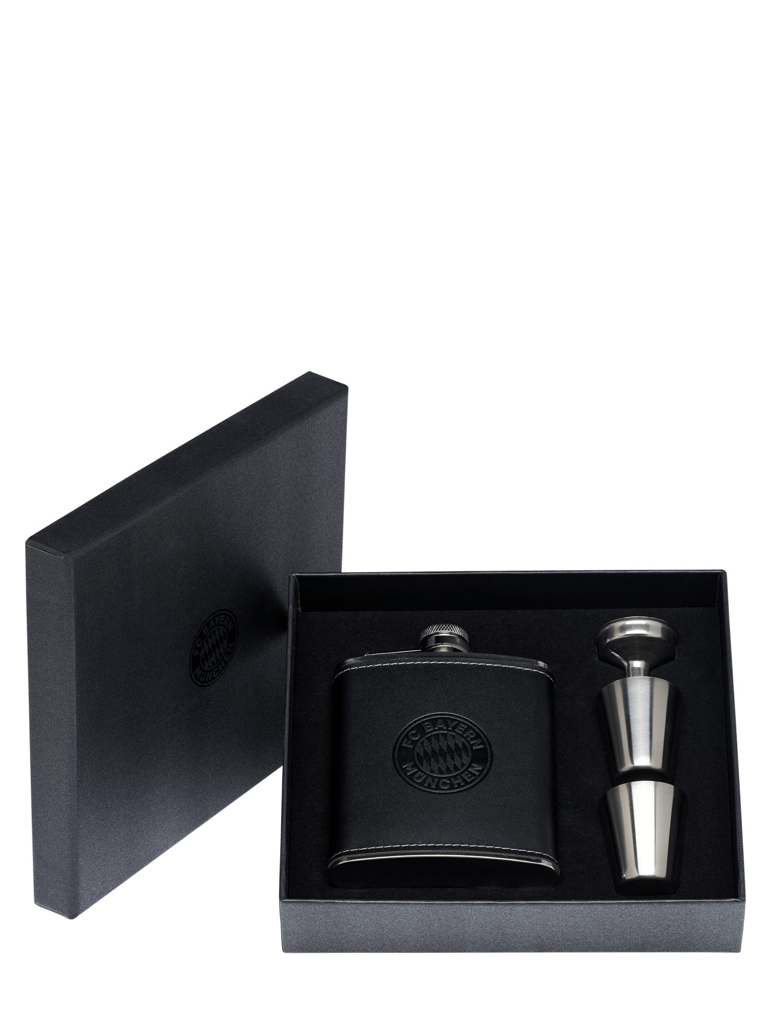 FC Bayern München Trinkflasche FC Bayern München Flachmann Set Silber I Fußball I Geschenkset