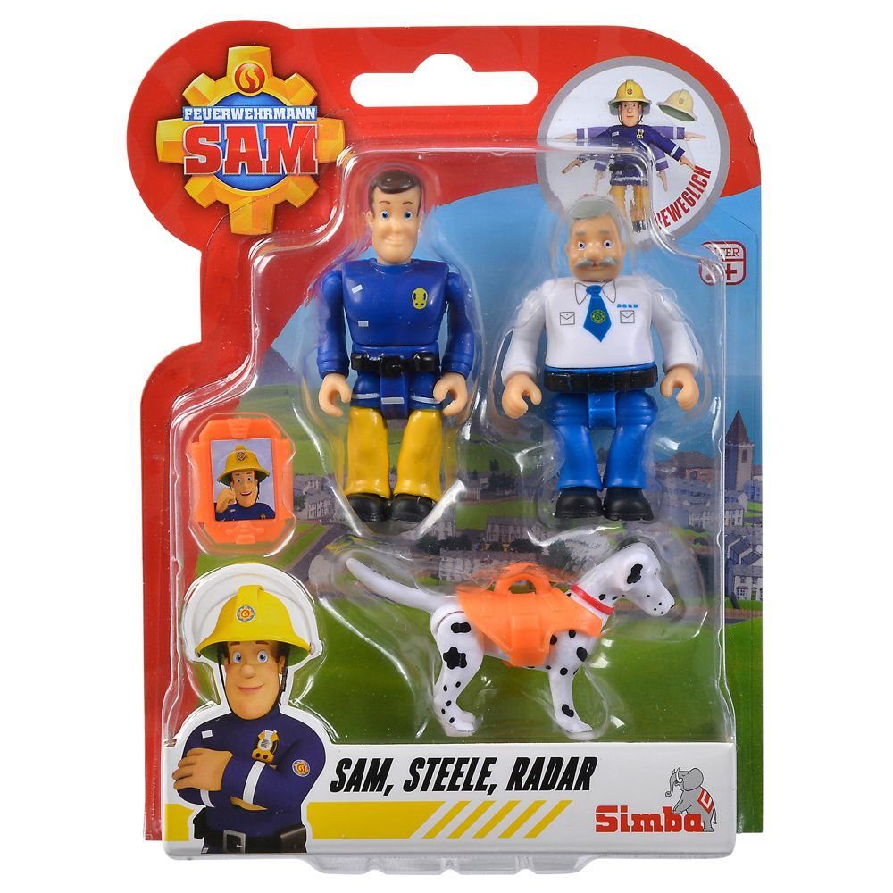 Feuerwehrmann Sam Spielfigur Sam, Steele, Radar Spiel-Figuren Set Feuerwehrmann Sam Simba