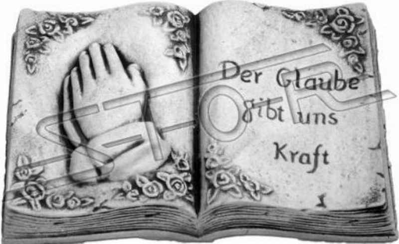JVmoebel Skulptur Grab Text Der Glaube gibt uns Kraft Grabschmuck Stein Deko Sofort (1 St), Made in Europa