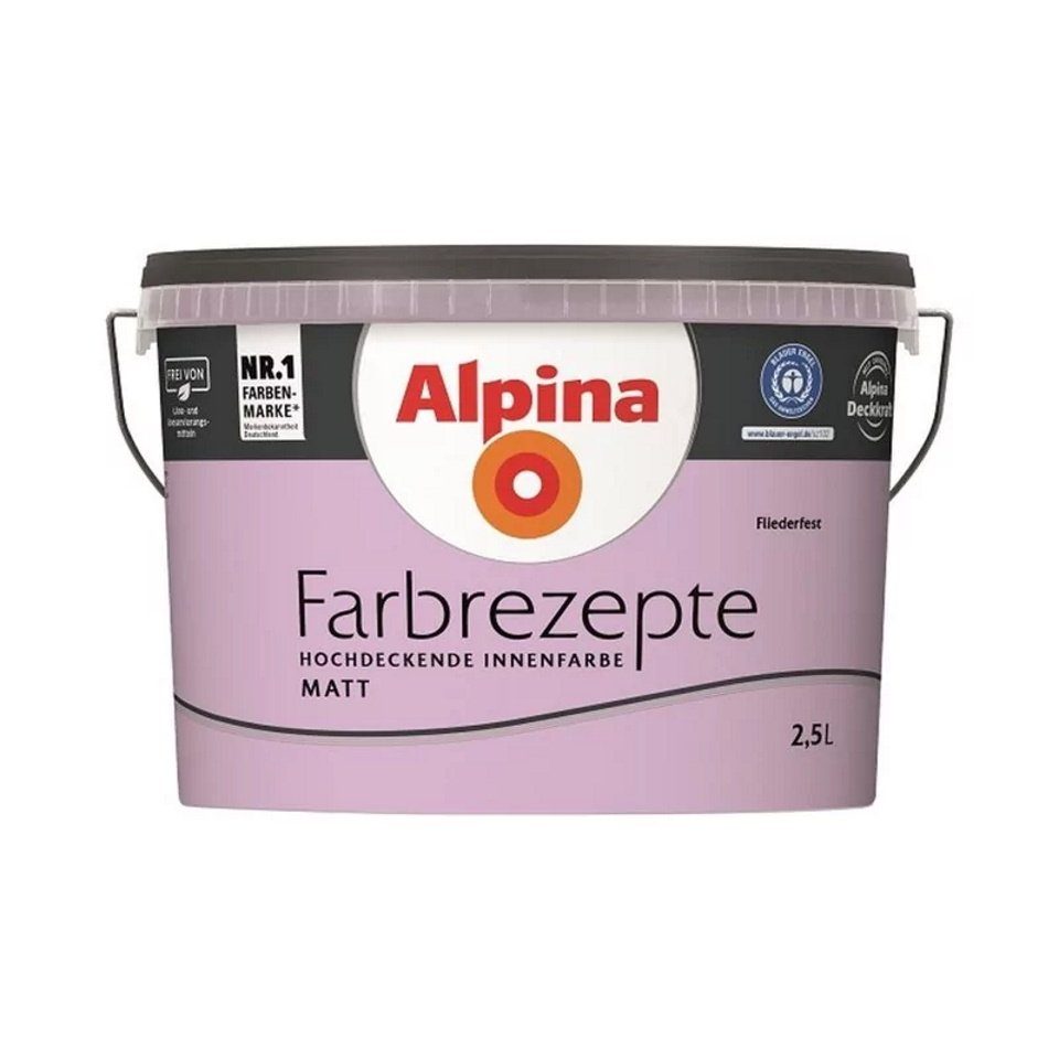 Alpina Wand- und Deckenfarbe Farbrezepte 2,5 L. Fliederfest - Dezentes Flieder