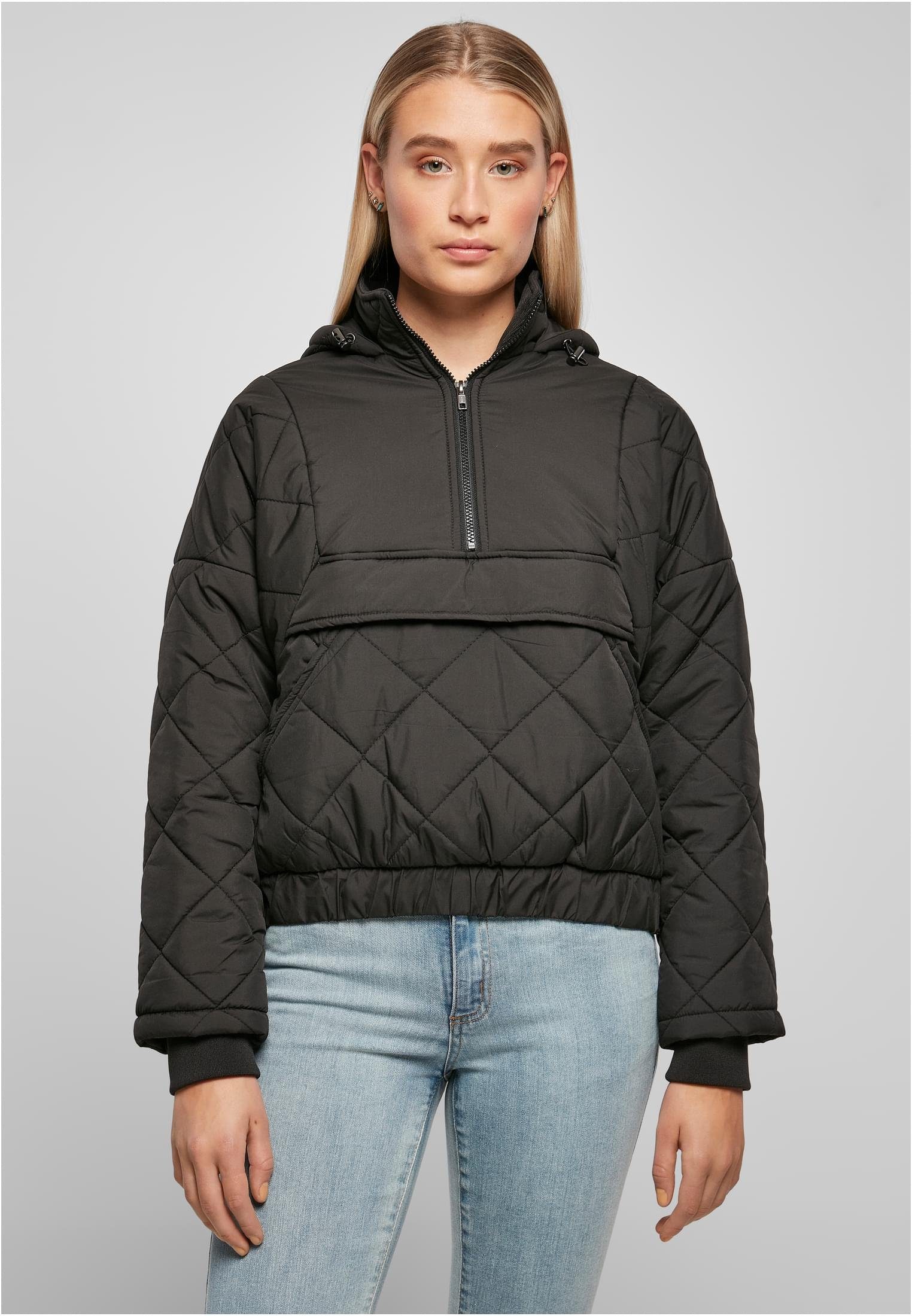 Ladies URBAN Damen CLASSICS Quilted Oversized Pull Diamond black (1-St) Winterjacke Over Jacket