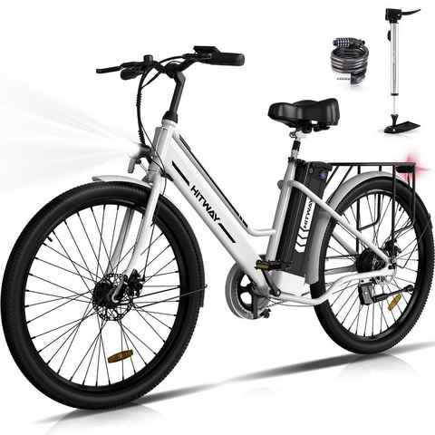 HITWAY E-Bike 26 Zoll E-Fahrrad für Damen Herren 36V 8.4AH 25km/h,35-70KM, Shimano, Kettenschaltung, Heckmotor, 302.4 Wh Akku, Elektrofahrrad für Damen und Herren 165 - 185 cm