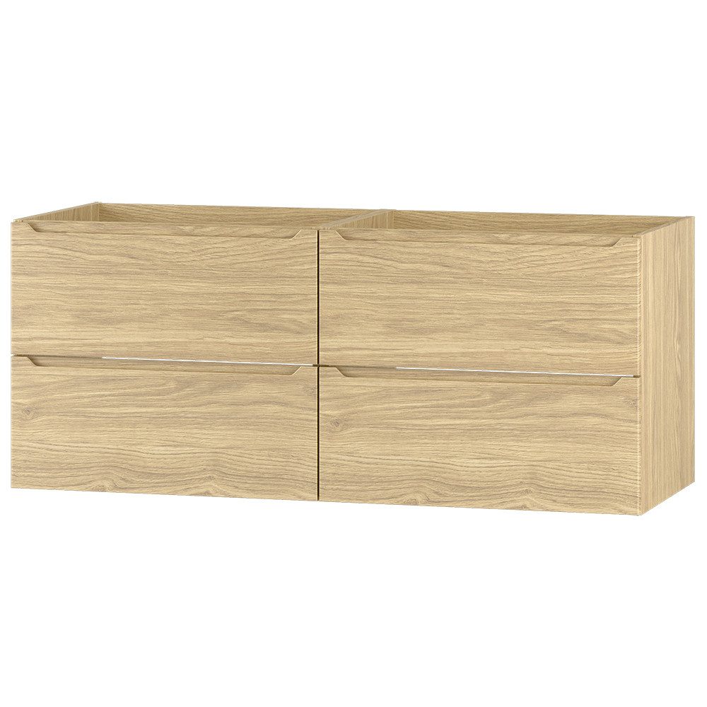 Lomadox Waschbeckenschrank ERICE-140 Waschbeckenunterschrank 120 cm breit mit Softclose in Eiche