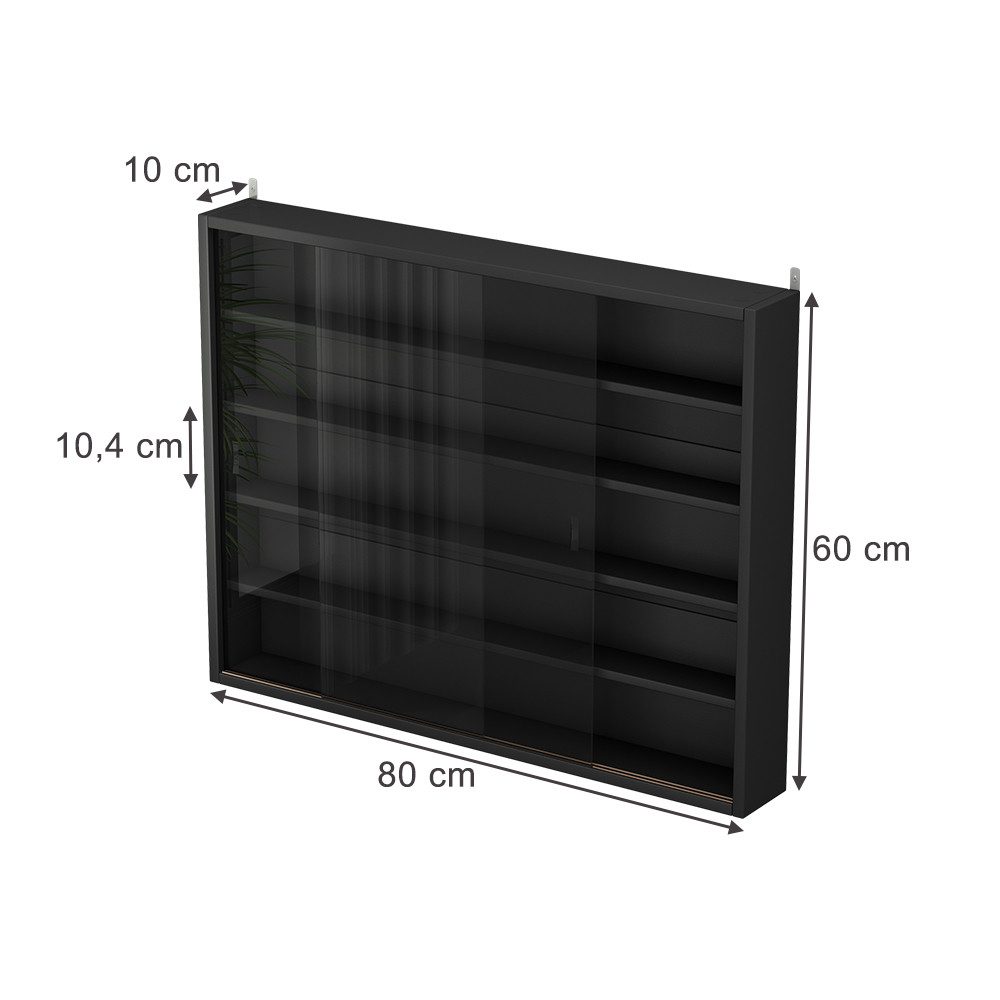 Vicco Hängevitrine Clario, Schwarz, mit 4 Einlegeböden günstig online kaufen