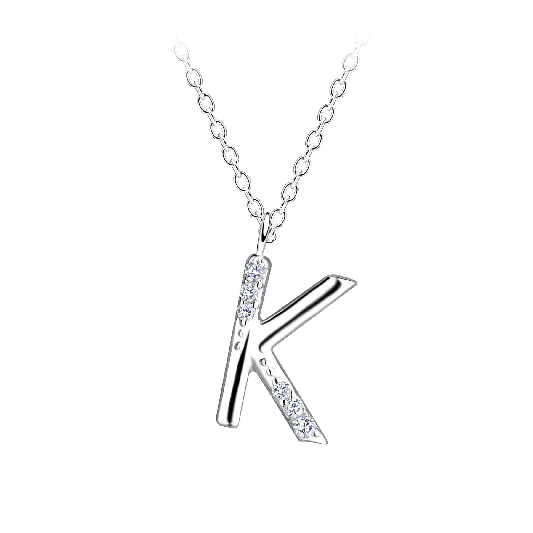 Kette mit Anhänger Buchstabenanhänger K, 2-tlg.