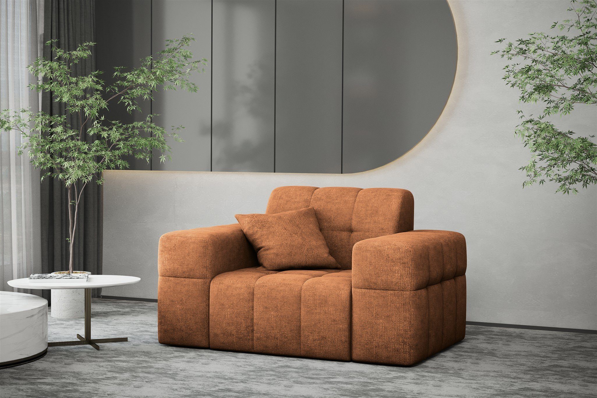 Fun Möbel Sessel Sessel Designersessel NANCY in Stoff Harmony, Rundumbezug