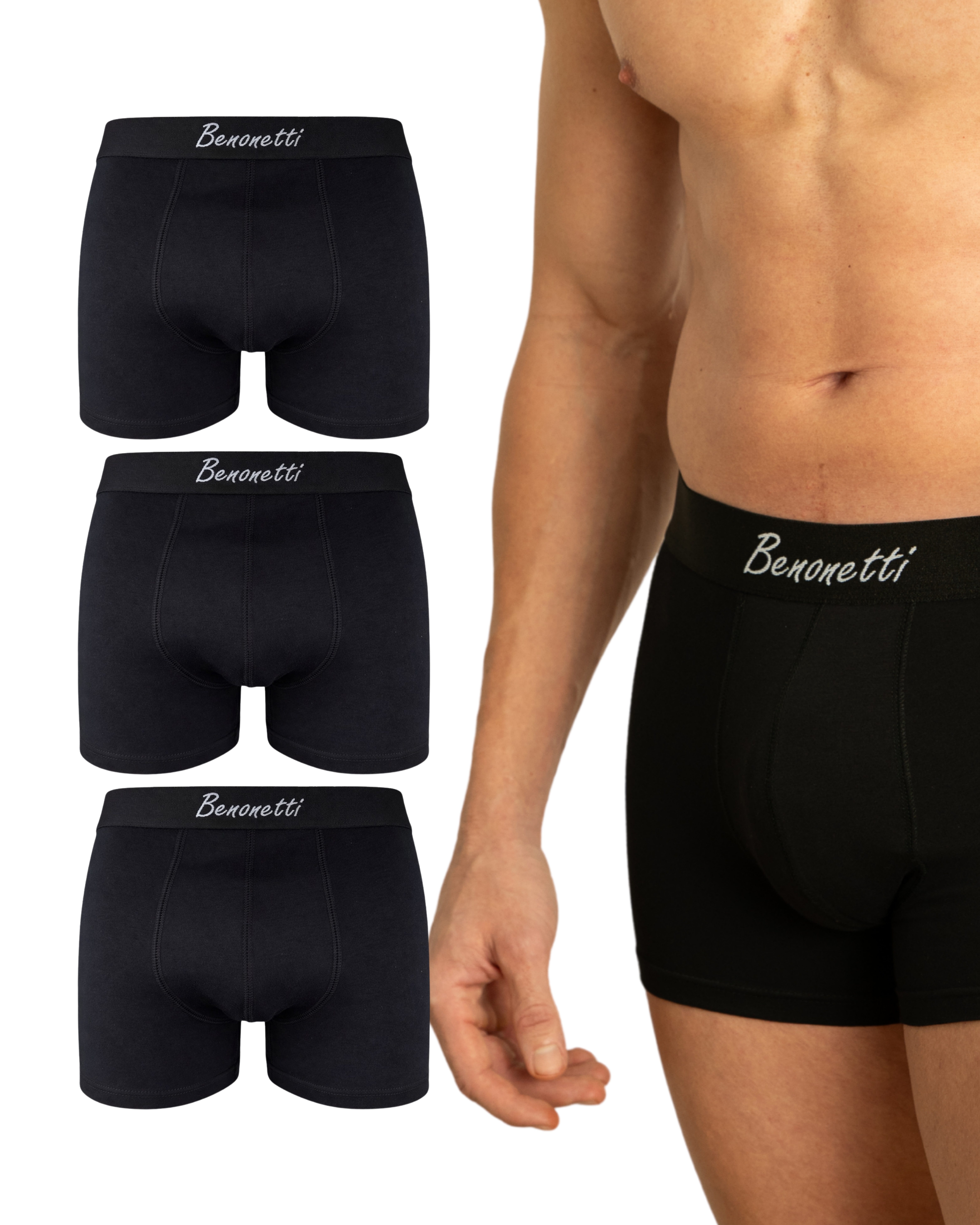 Benonetti Boxershorts 3er & 6er Pack aus Baumwolle mit hoher Tragekomfort (Packung, 3-St., 3er-Pack, Packung) Mit Komfortbund und Logo, ohne kratzenden Zettel