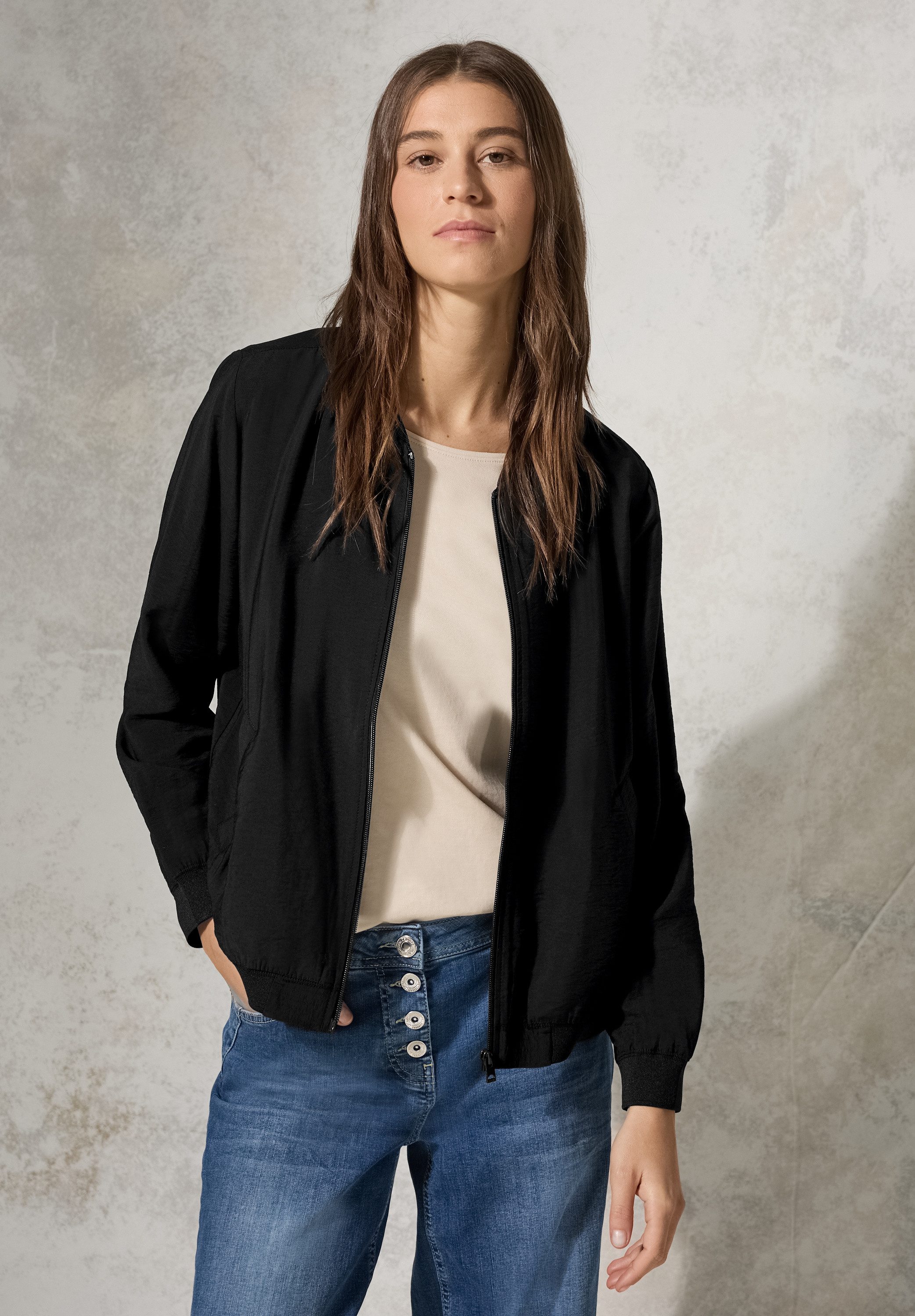 Giacca blouson in cotone con pelle in Rosa - Auralee