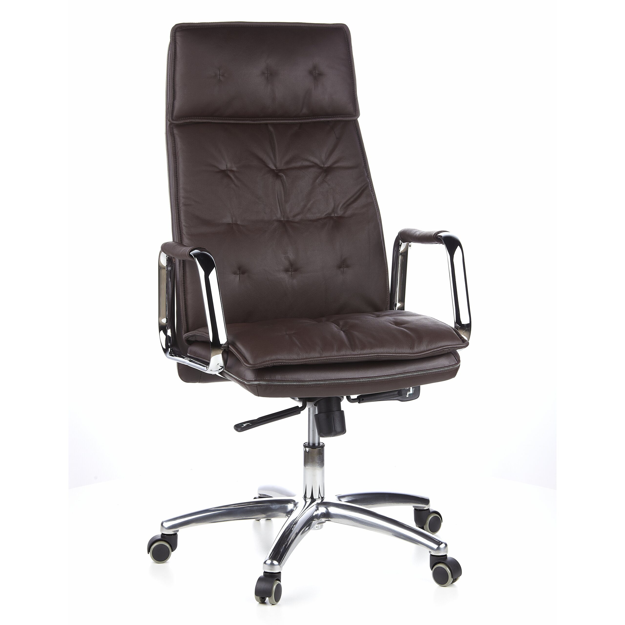hjh OFFICE Chefsessel Profi Chefsessel Villa 20 Leder mit Armlehnen, Drehstuhl Bürostuhl ergonomisch