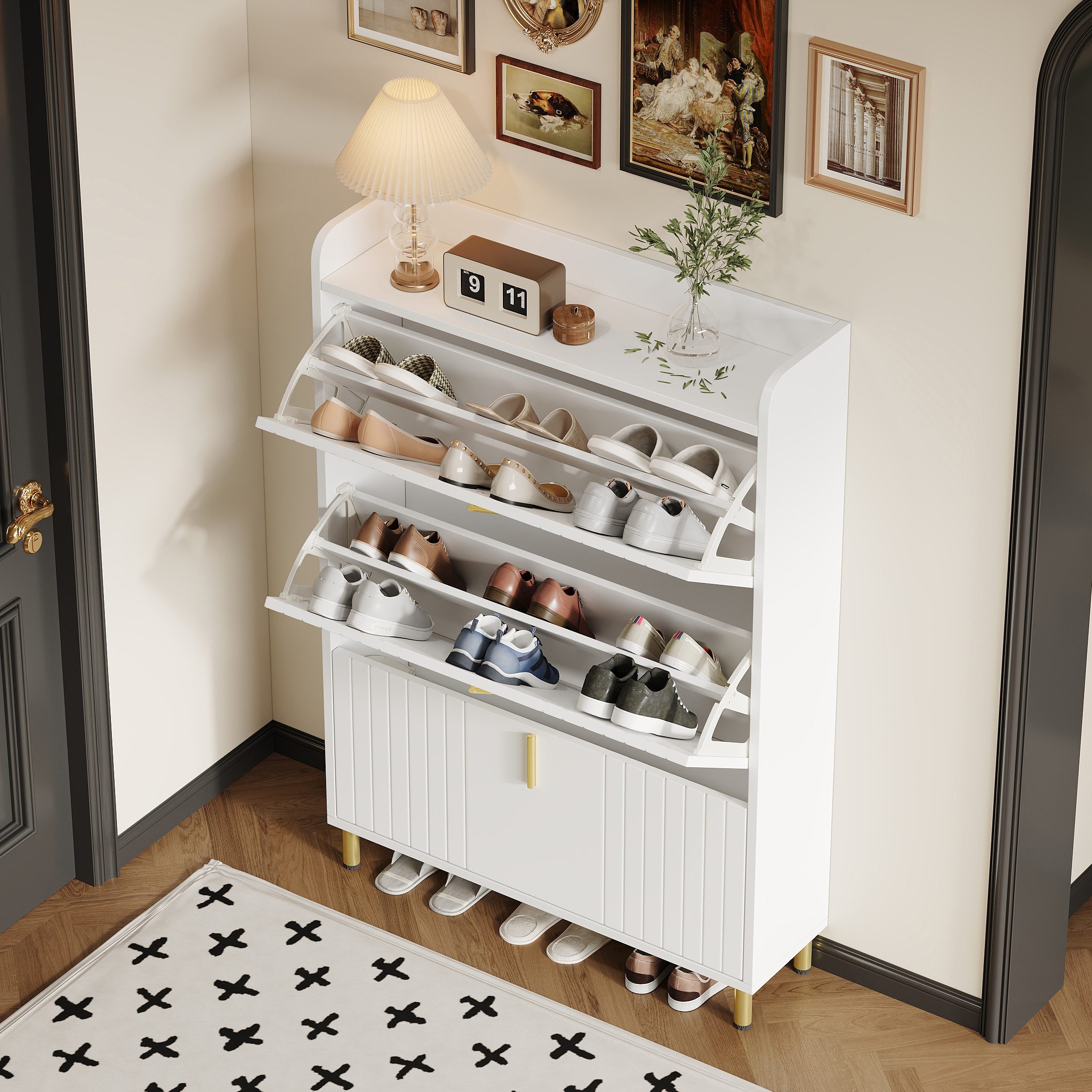 OKWISH Schuhschrank Schuhregal Schuhkipper Schmal (Schuhkommode, 1-St., mit günstig online kaufen