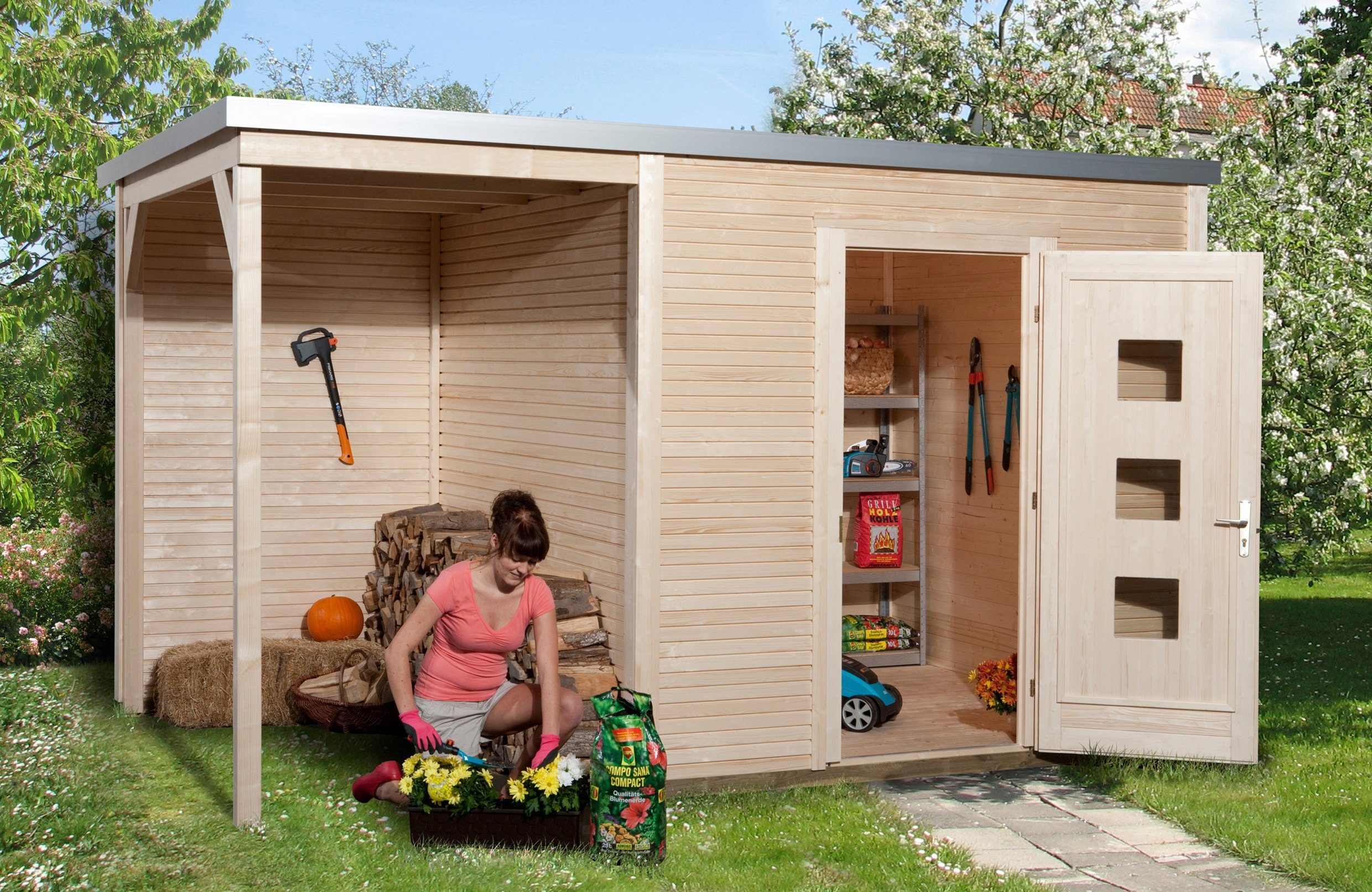 weka Gartenhaus »wekaLine 413B Gr.1«, BxT: 460x310 cm, Set ...