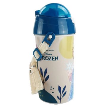 Disney Trinkflasche Disney Die Eiskönigin Elsa Wasserflasche, Flasche mit integriertem Trinkhalm und Tragegurt 500 ml