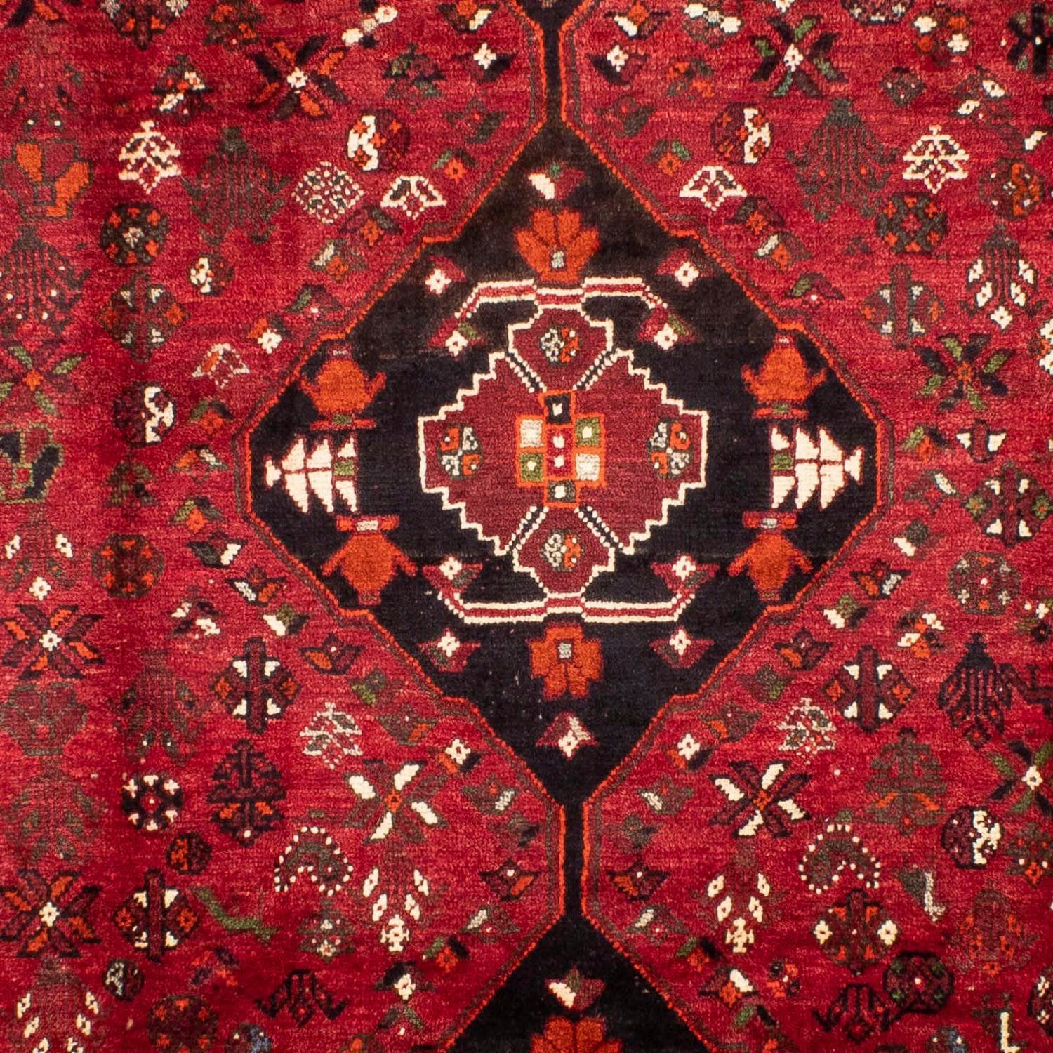 mit mm, cm, Zertifikat x rechteckig, Höhe: Rosso 10 320 230 Medaillon Wollteppich morgenland, Shiraz scuro Unikat