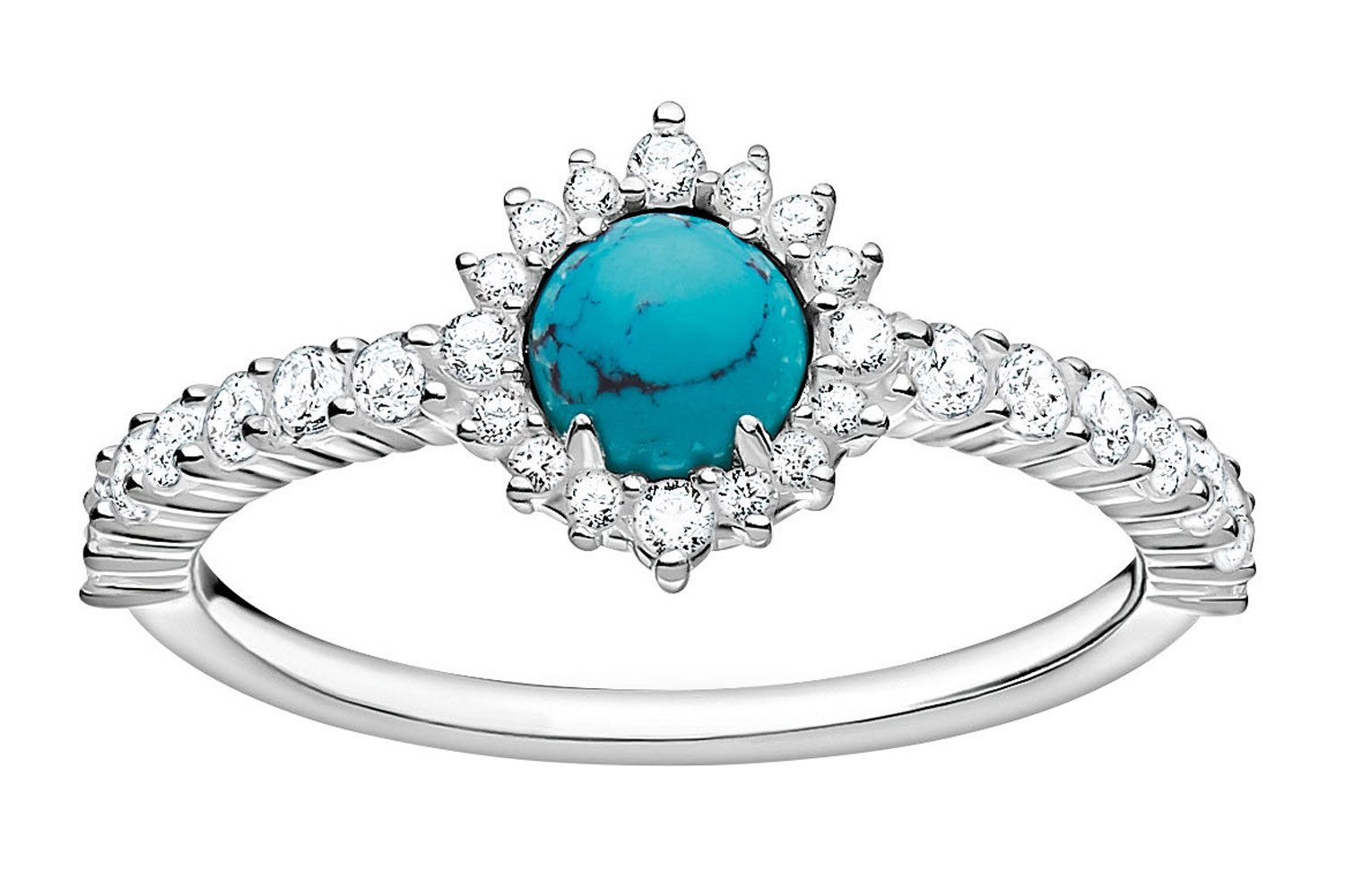 THOMAS SABO Silberring Türkisfarbener Stein