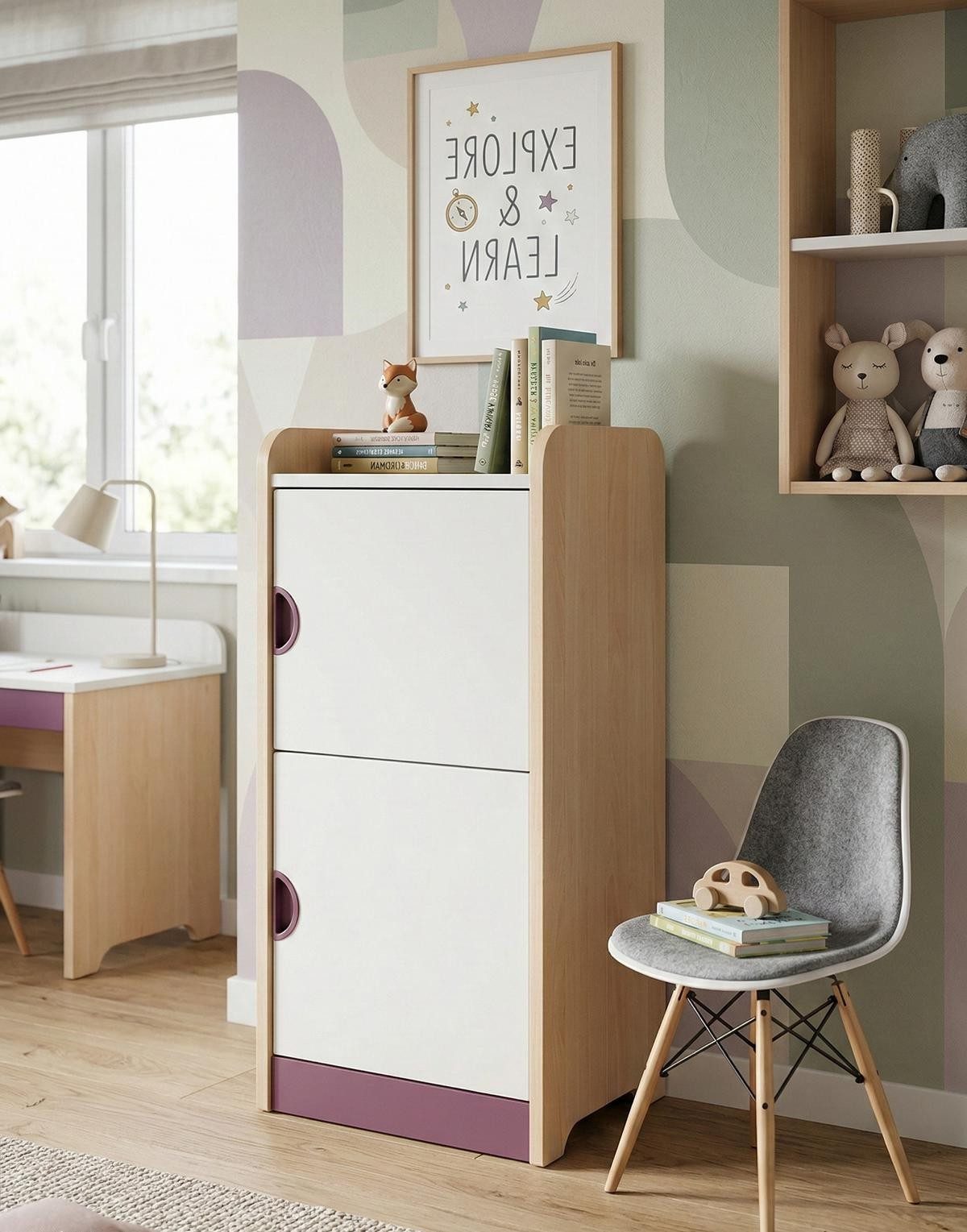 Xlmoebel Spielküche Bunter Spielzeug-Kühlschrank aus Holz mit zwei Fächern Holz, Made in Europa