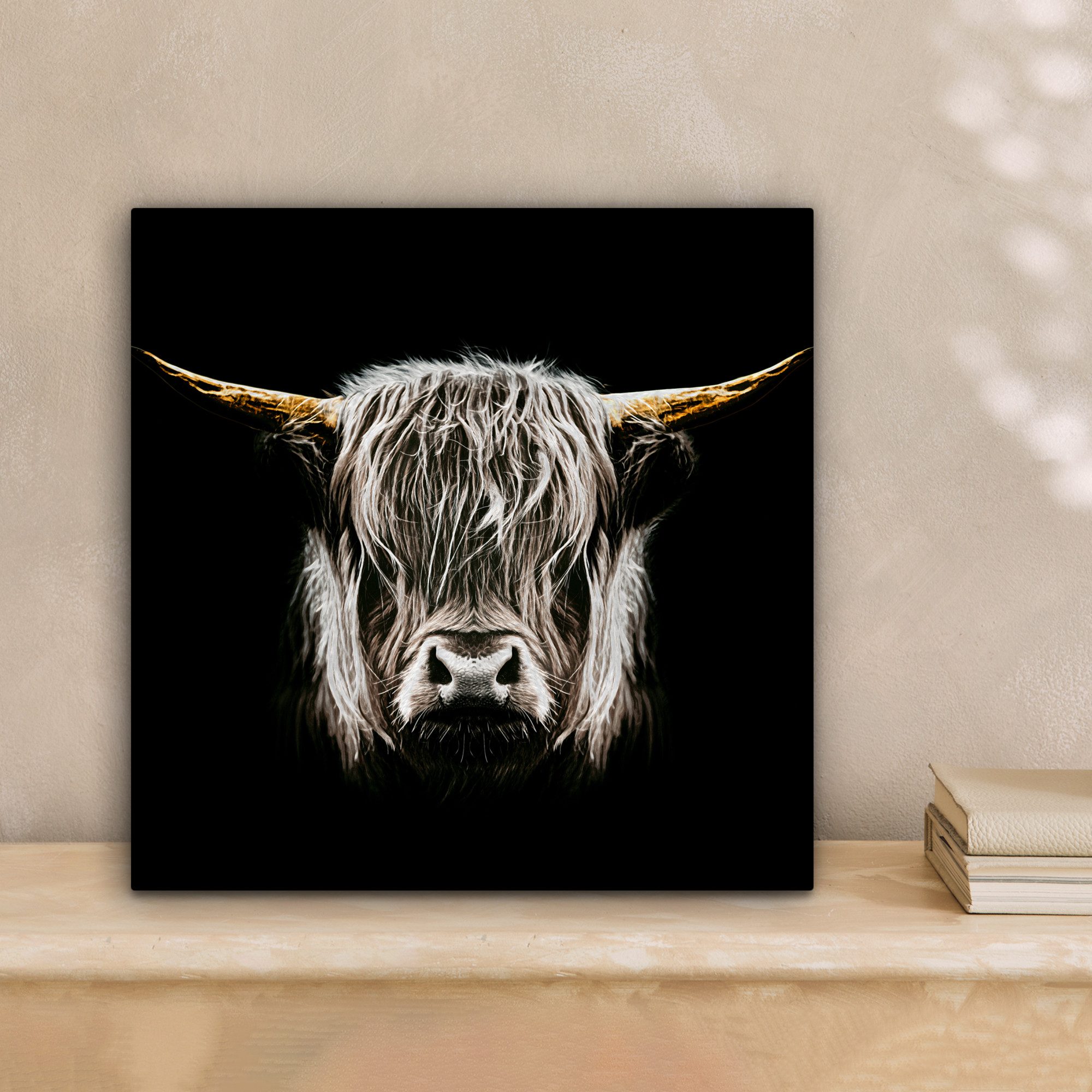 OneMillionCanvasses® Leinwandbild Schottischer Highlander - Gold - Hörner - günstig online kaufen