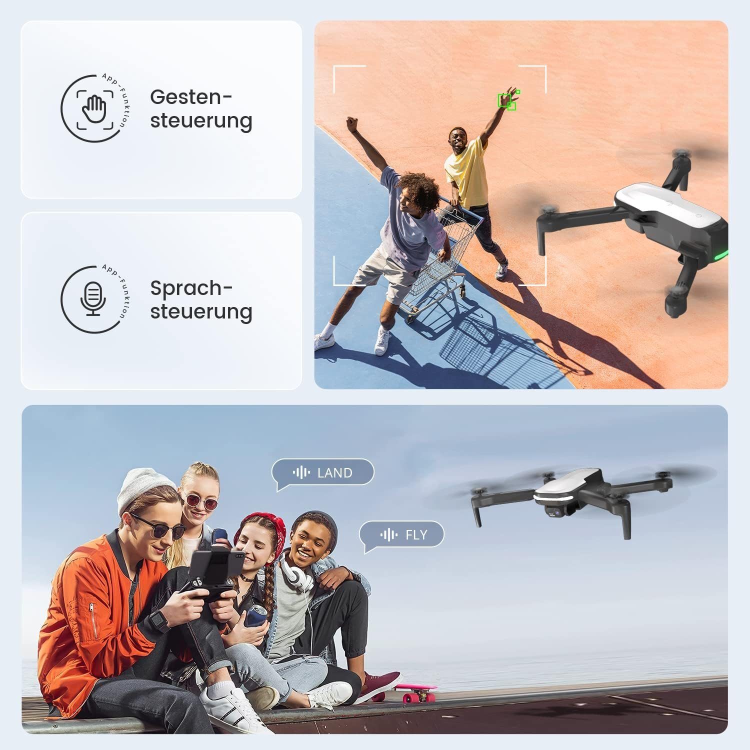 HOLY STONE Drohne (1080P, Drohne Kamera FPV 2 mit Flugzeit) Batterien Lange RC 1080P mit Faltbare