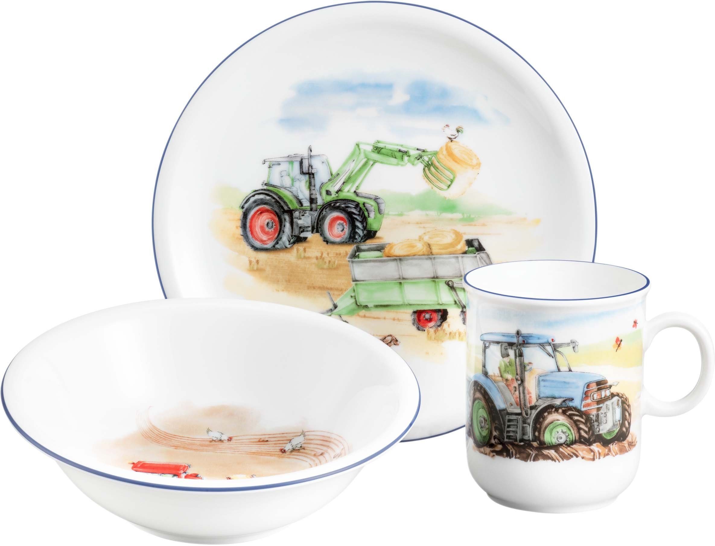 Seltmann Weiden Kindergeschirr-Set Compact Mein Traktor (3-tlg), 1 Personen, Porzellan, Teller, Schüssel, Becher, Made in Germany, 3 Teile, …