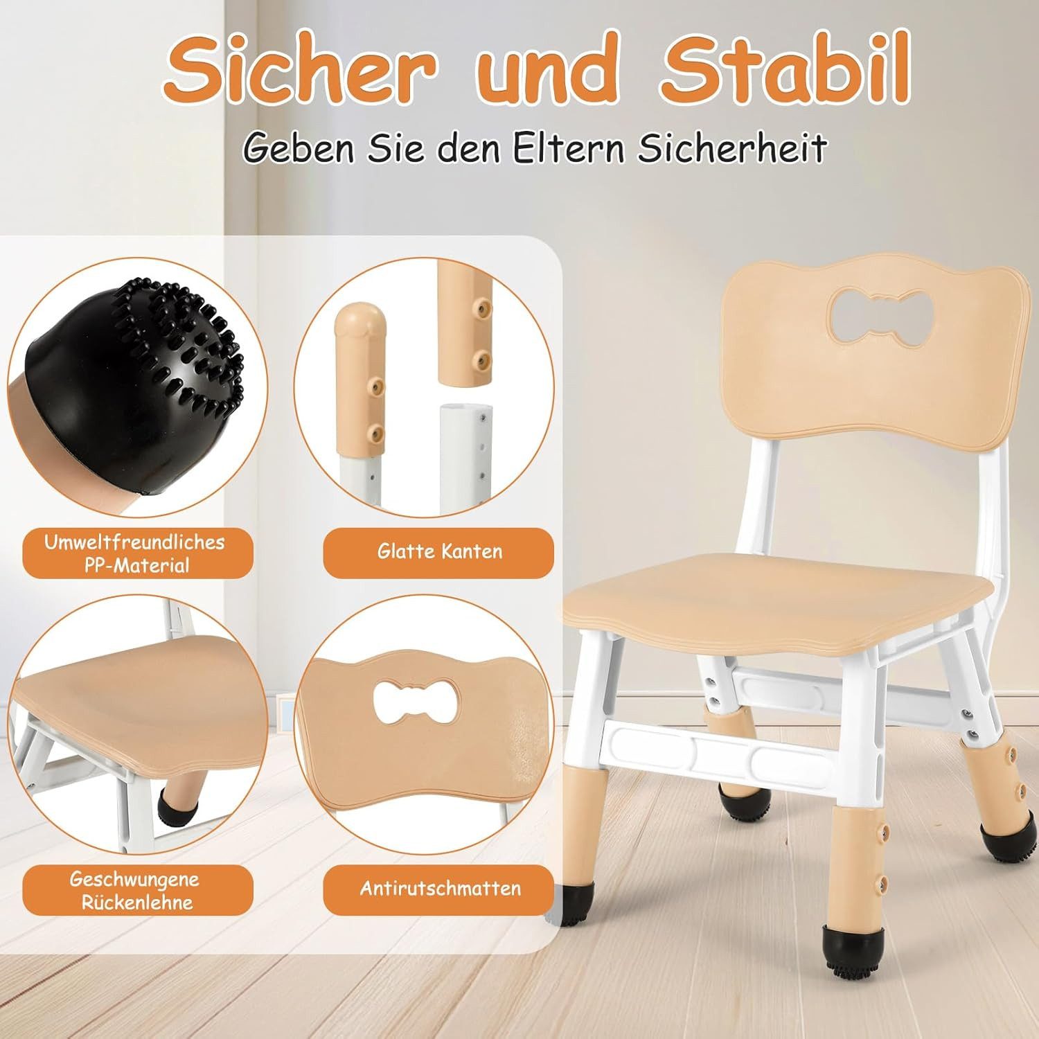 TLGREEN Kindersitzgruppe Kinder Schreibtischstuhl Höhenverstellbar, (Kinderstühle mit Rückenlehne, 2-tlg., für Kinderzimmer Schule Kindertagespflege), Kinder St – Bild 4 von 5