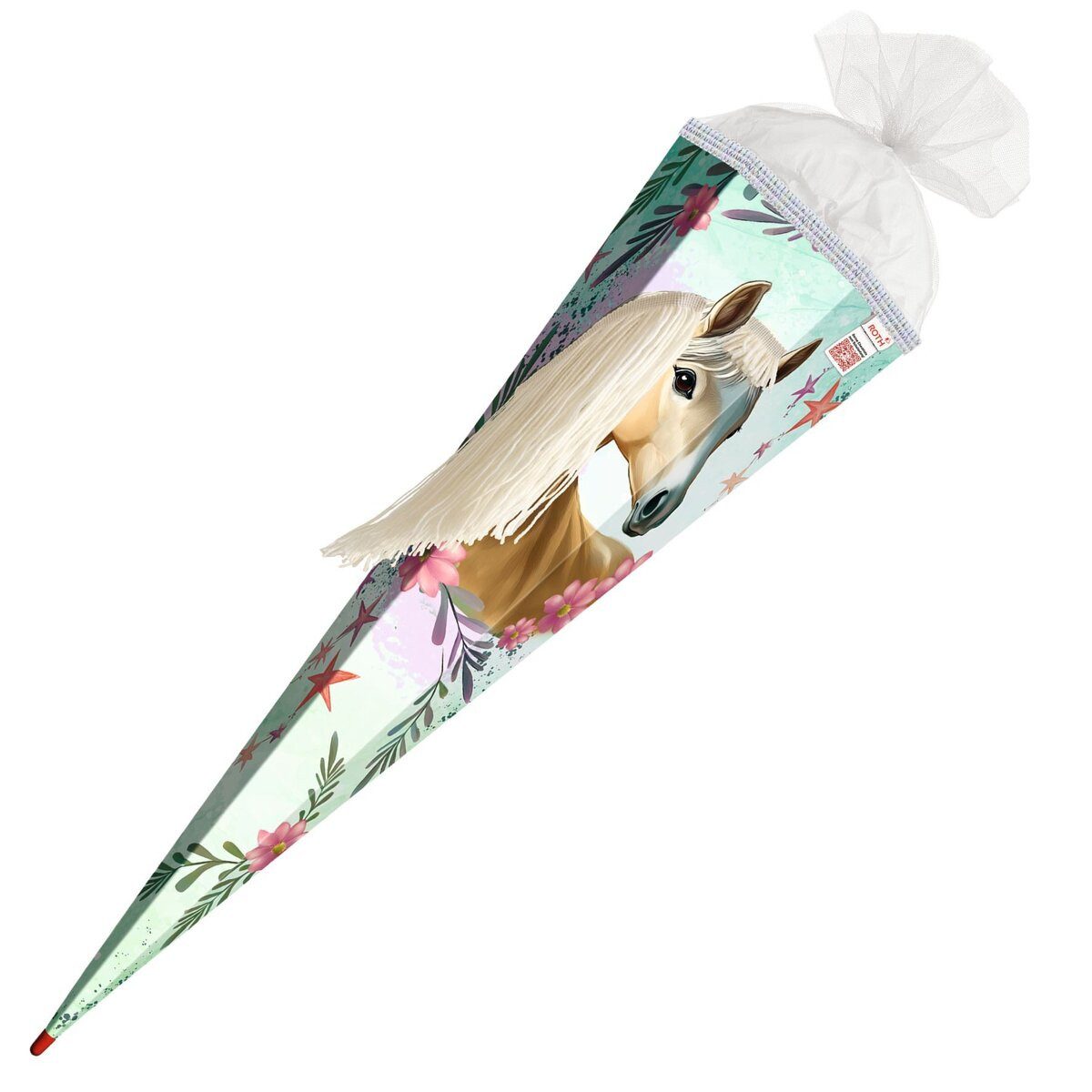 Roth Ideen Schultüte Schultüte Pferd Bella - sechseckig 85 cm Wollmähne und Glitzerborte