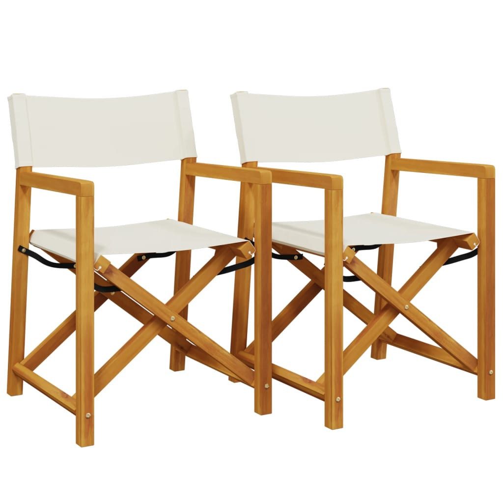 vidaXL Gartenstuhl Klappbare Regiestühle 2 Stk. Cremeweiß Stoff (2 St)