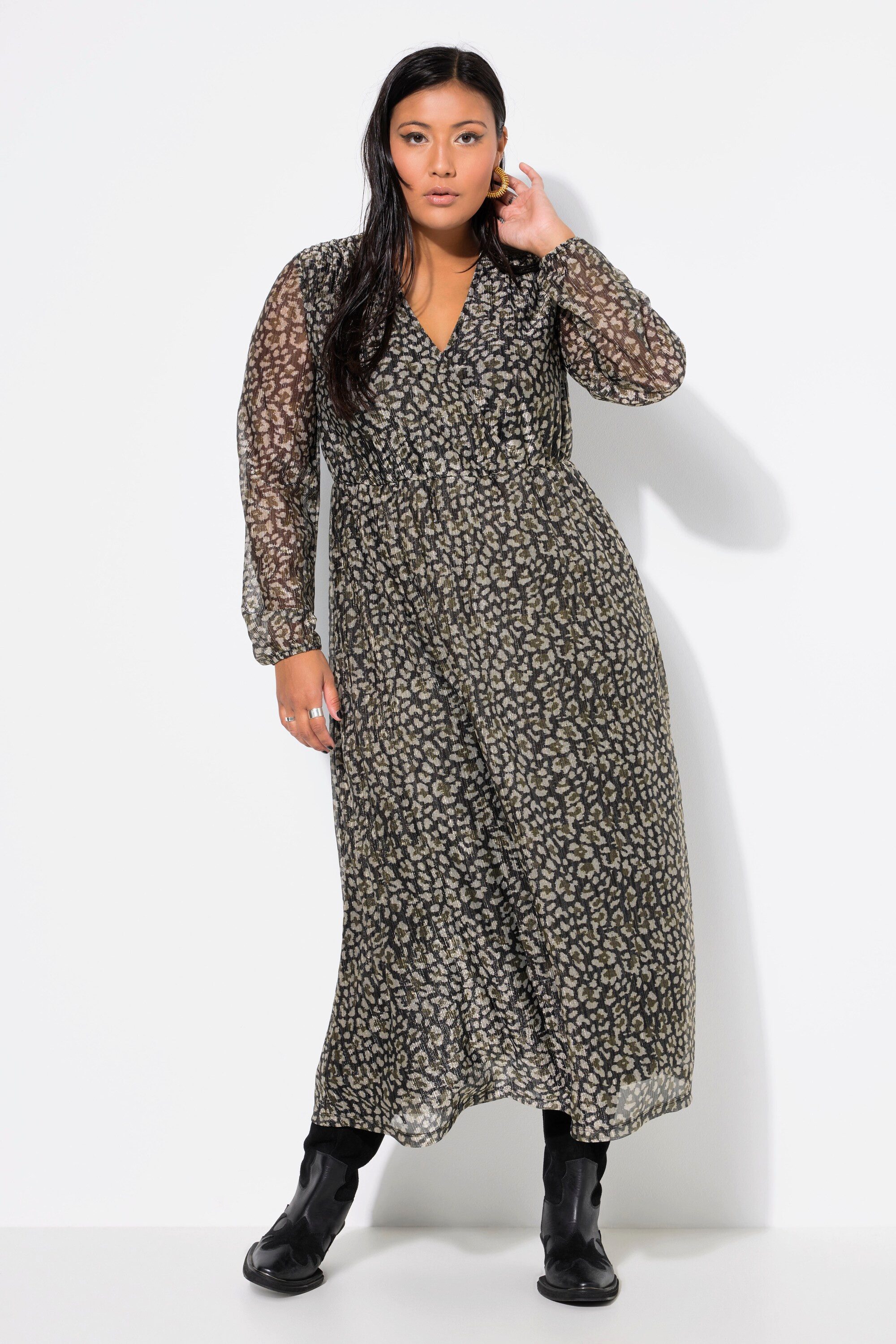 Studio Untold Maxikleid Maxi-Meshkleid A-Line Leo-Print günstig online kaufen
