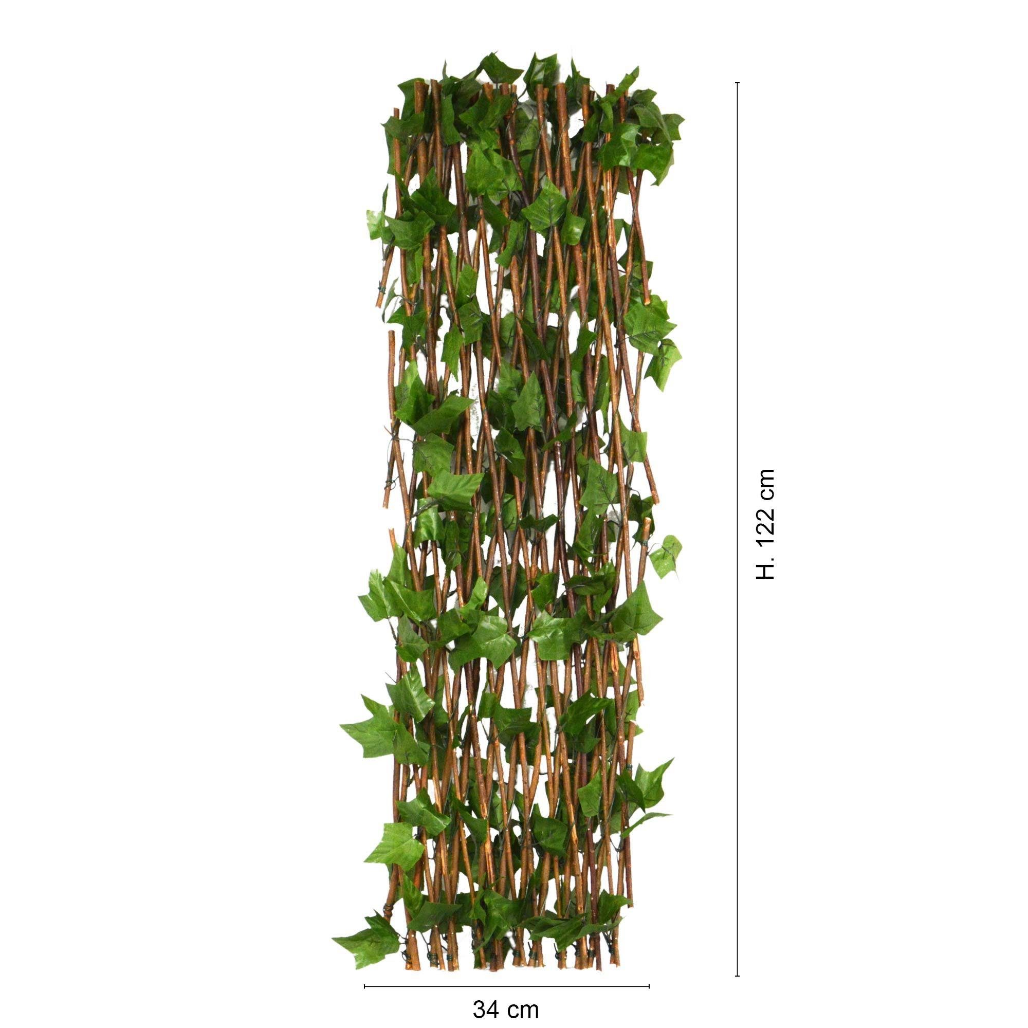 UNUS GARDEN Balkonsichtschutz Rankgitter Weide mit Blättern dunkelgrün (1-St., 100x200cm) Sichtschutz Balkonsichtschutz Blätterzaun Efeu Balkon Terrasse
